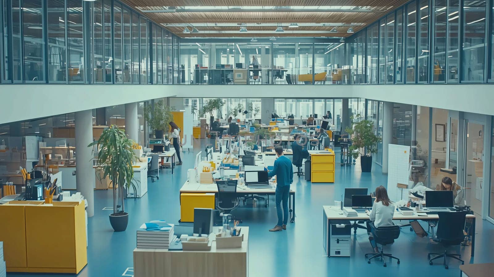 Diverse team of businesspeople working in a bright and spacious modern office