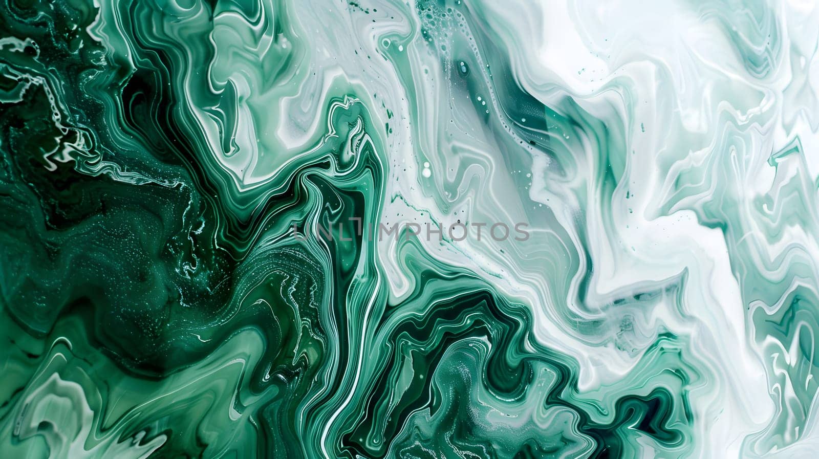 Swirling emerald green and white abstract marble texture for artistic background