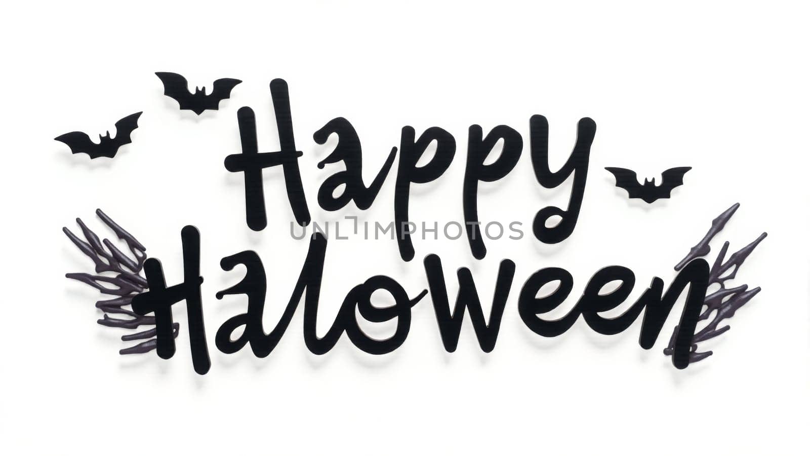 Wicked bats flutter around stylized, dripping letters spelling out a festive greeting for Halloween, setting a playful yet spooky tone for the holiday.
