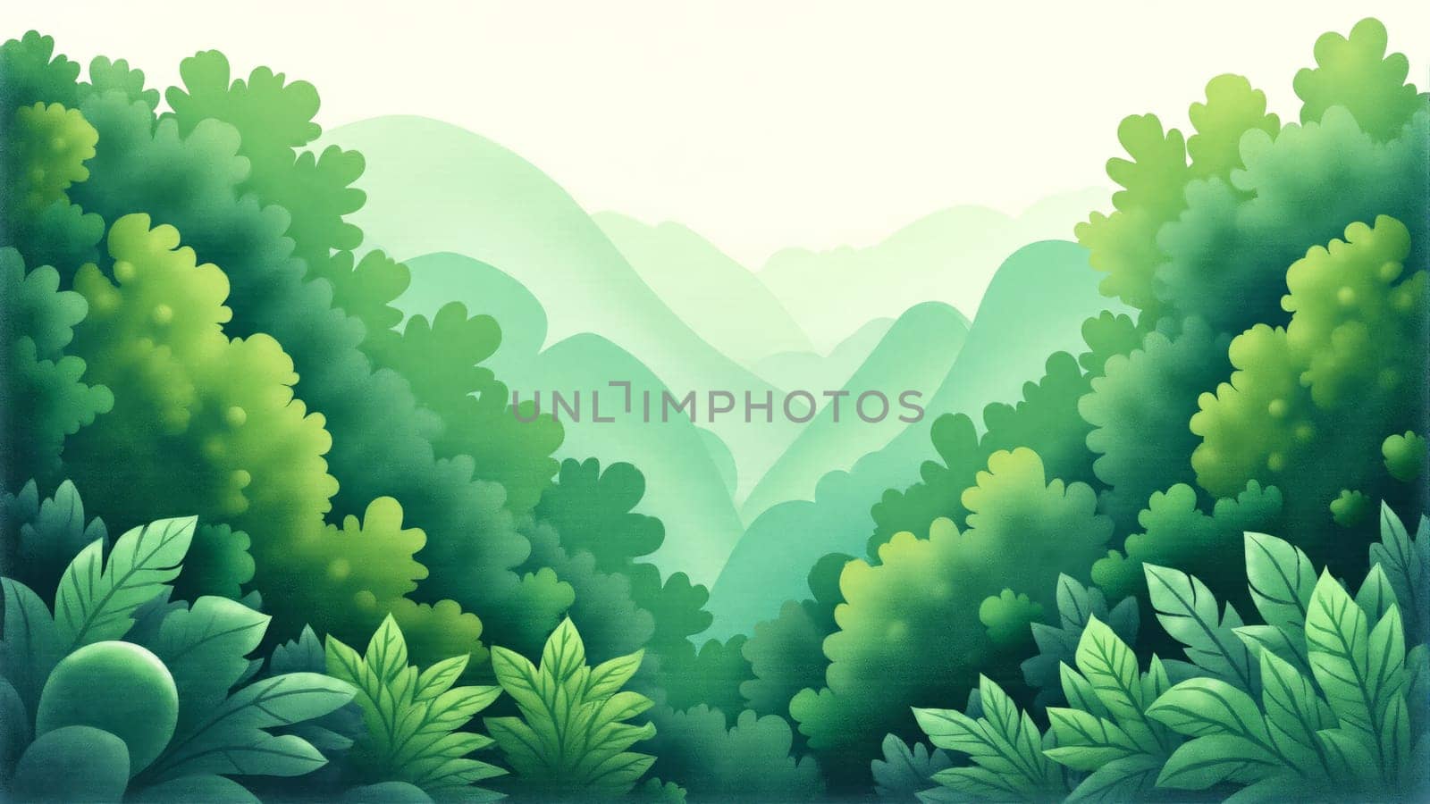 Amidst a vibrant forest, green leaves and dense vegetation thrive. Sunlight filters through the canopy, creating a serene atmosphere filled with life and tranquility, inviting exploration and wonder.