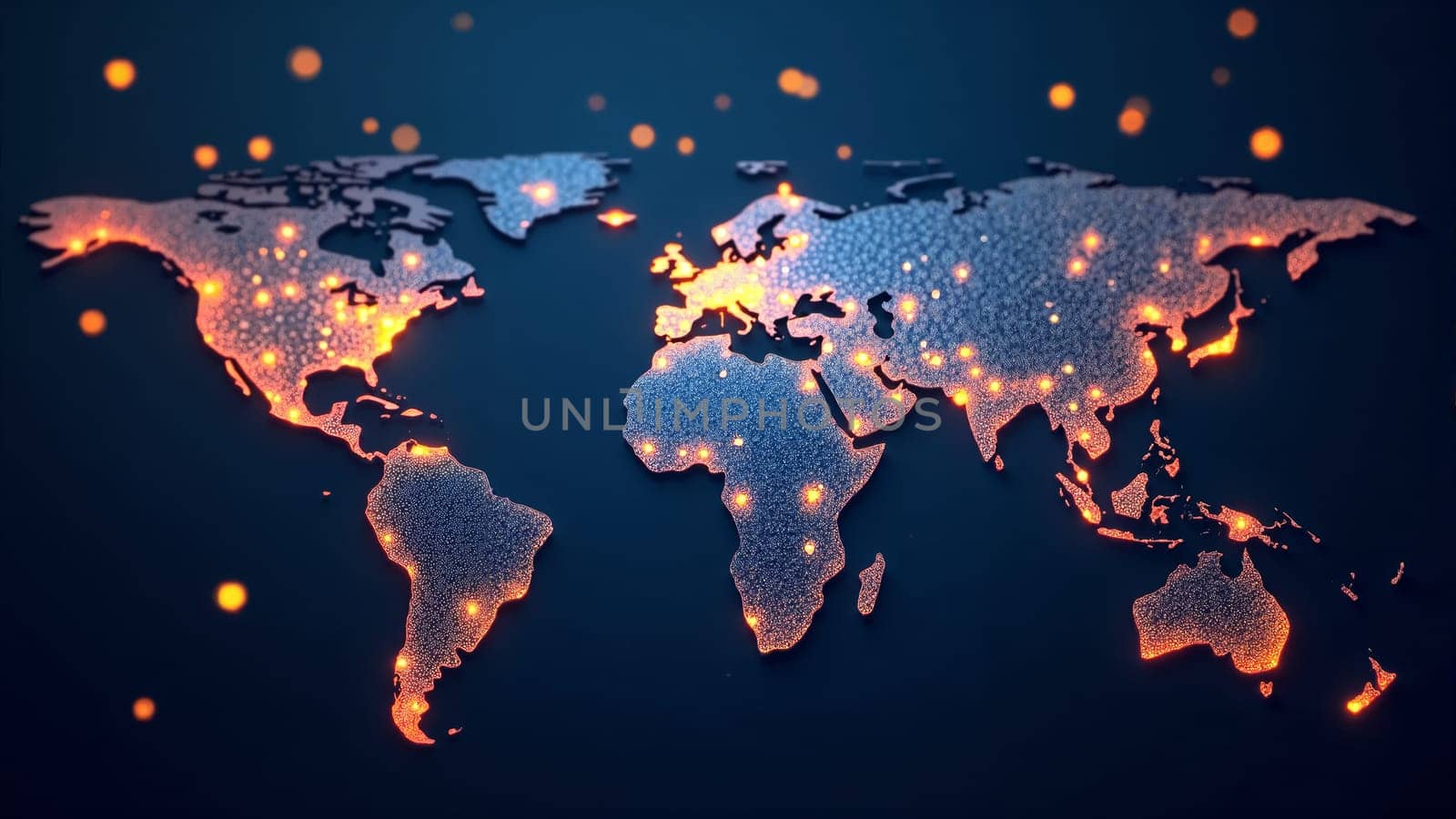This artwork features a vibrant world map composed of luminous dots connected by intricate lines, symbolizing global data flow. The design emphasizes the importance of connectivity in today's realm.