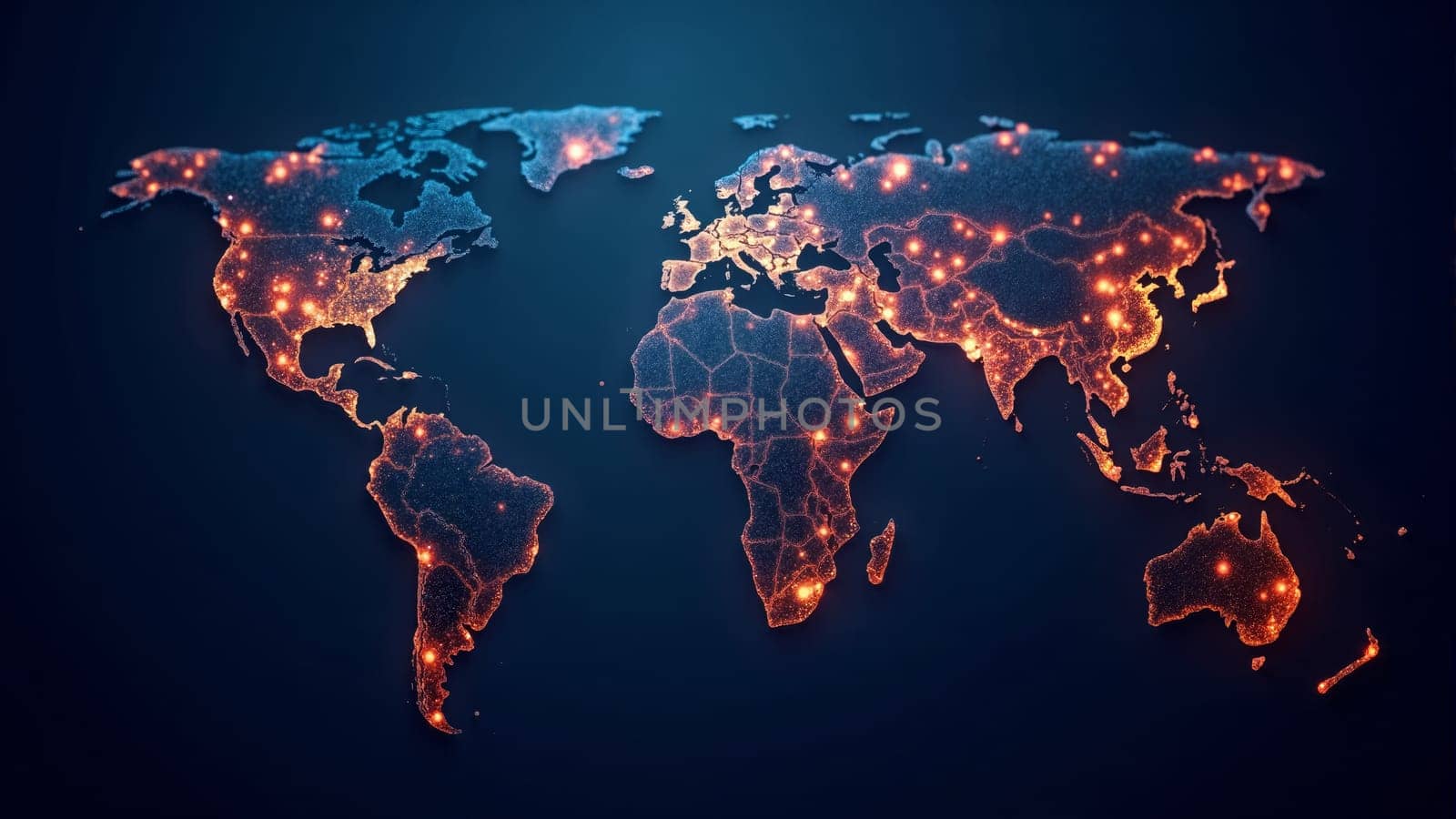 This artwork features a vibrant world map composed of luminous dots connected by intricate lines, symbolizing global data flow. The design emphasizes the importance of connectivity in today's realm.