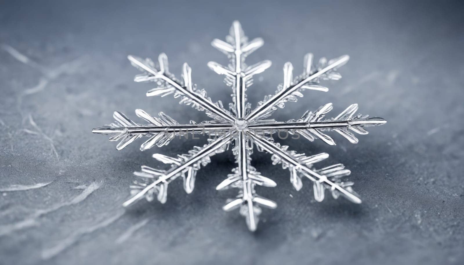 A stunning snowflake exhibits intricate patterns as it sparkles in the soft light of winter. The cool blue backdrop enhances its delicate beauty, capturing a serene moment.