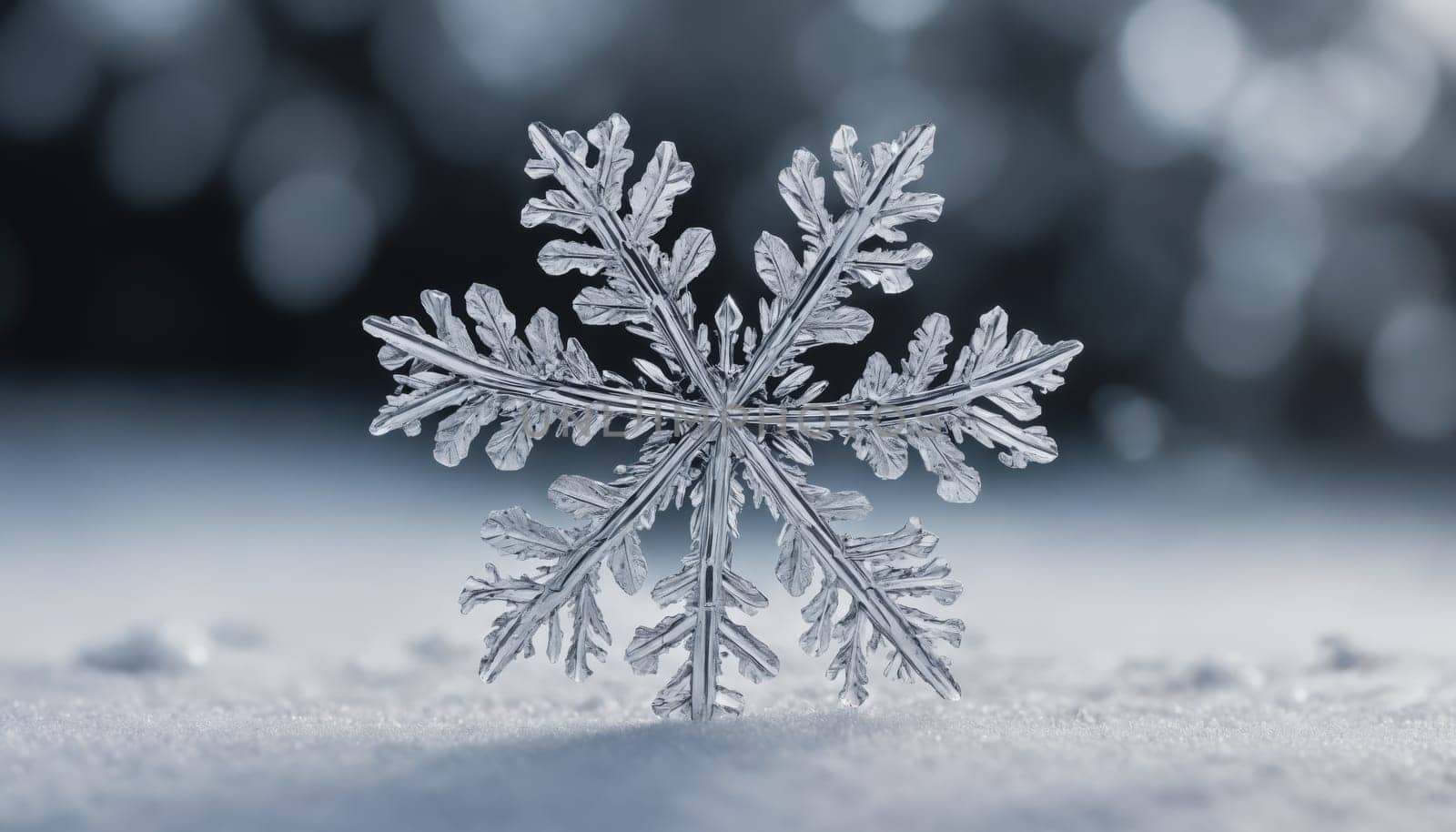A stunning snowflake exhibits intricate patterns as it sparkles in the soft light of winter. The cool blue backdrop enhances its delicate beauty, capturing a serene moment.