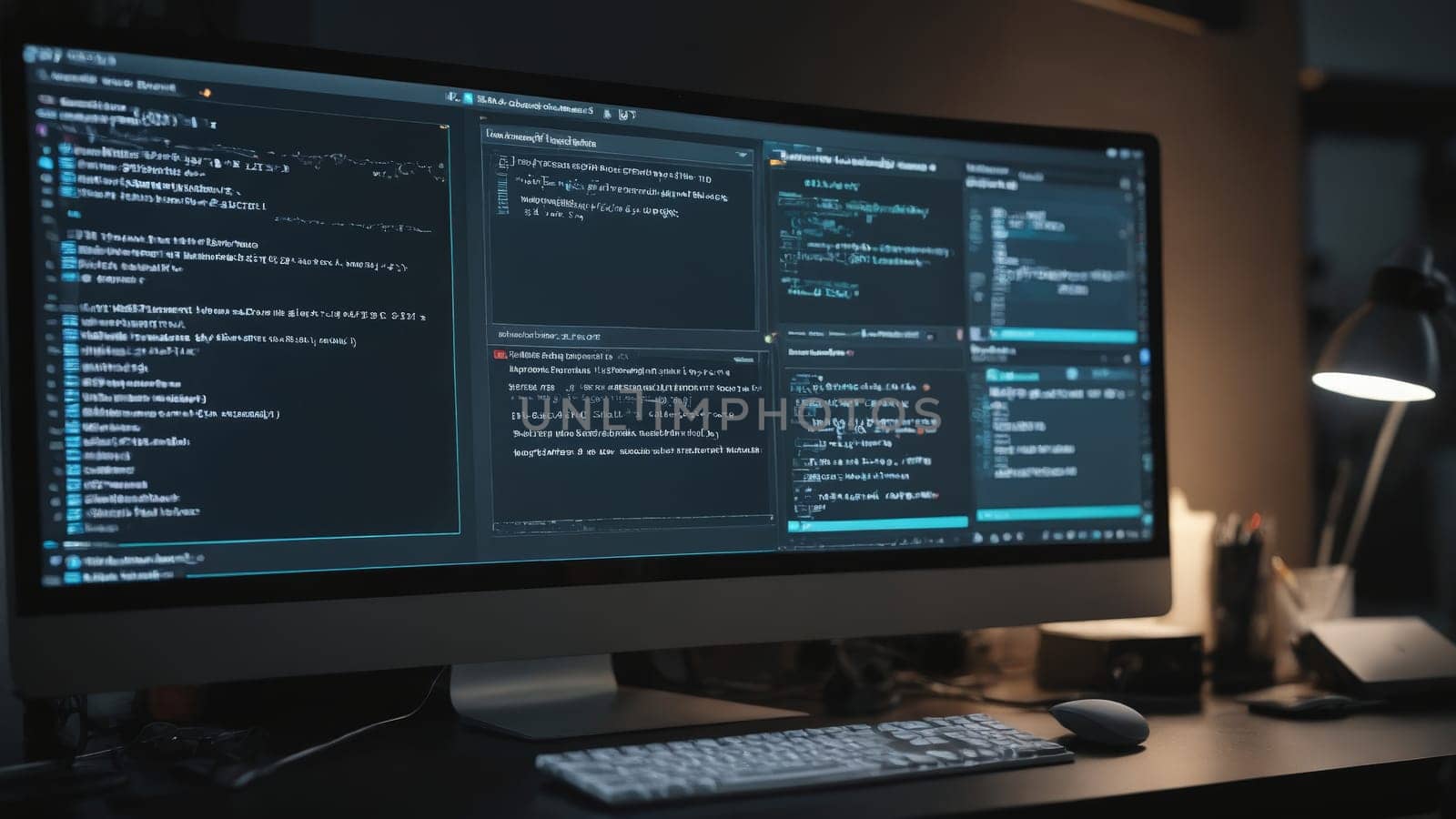 A focused individual reviews intricate data visualizations on a large monitor, immersed in analytics work.