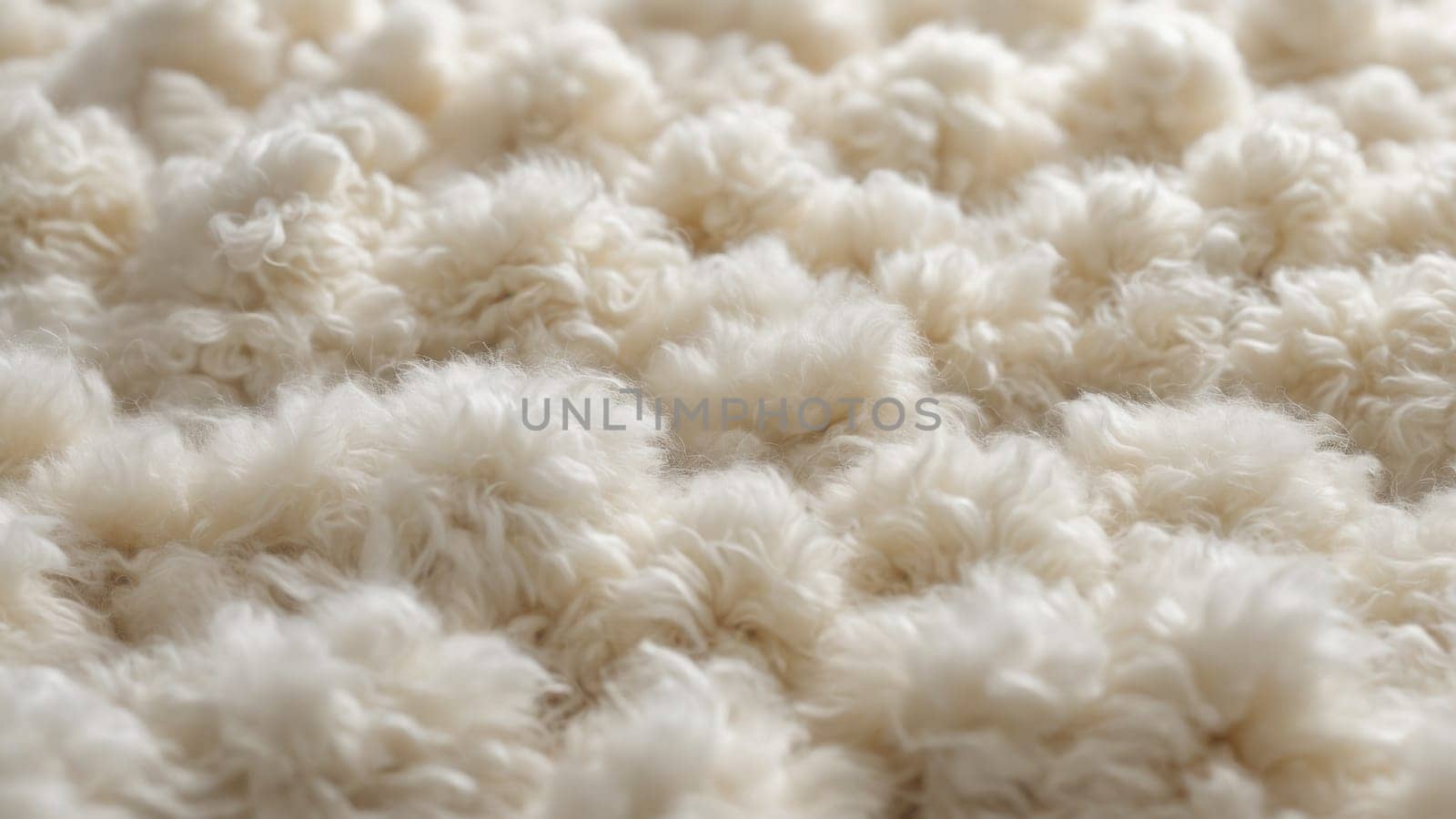 A soft, fluffy mass of cream-colored wool fibers showcases the texture and warmth, perfect for crafting and home decor projects, inviting creativity and comfort into any space.
