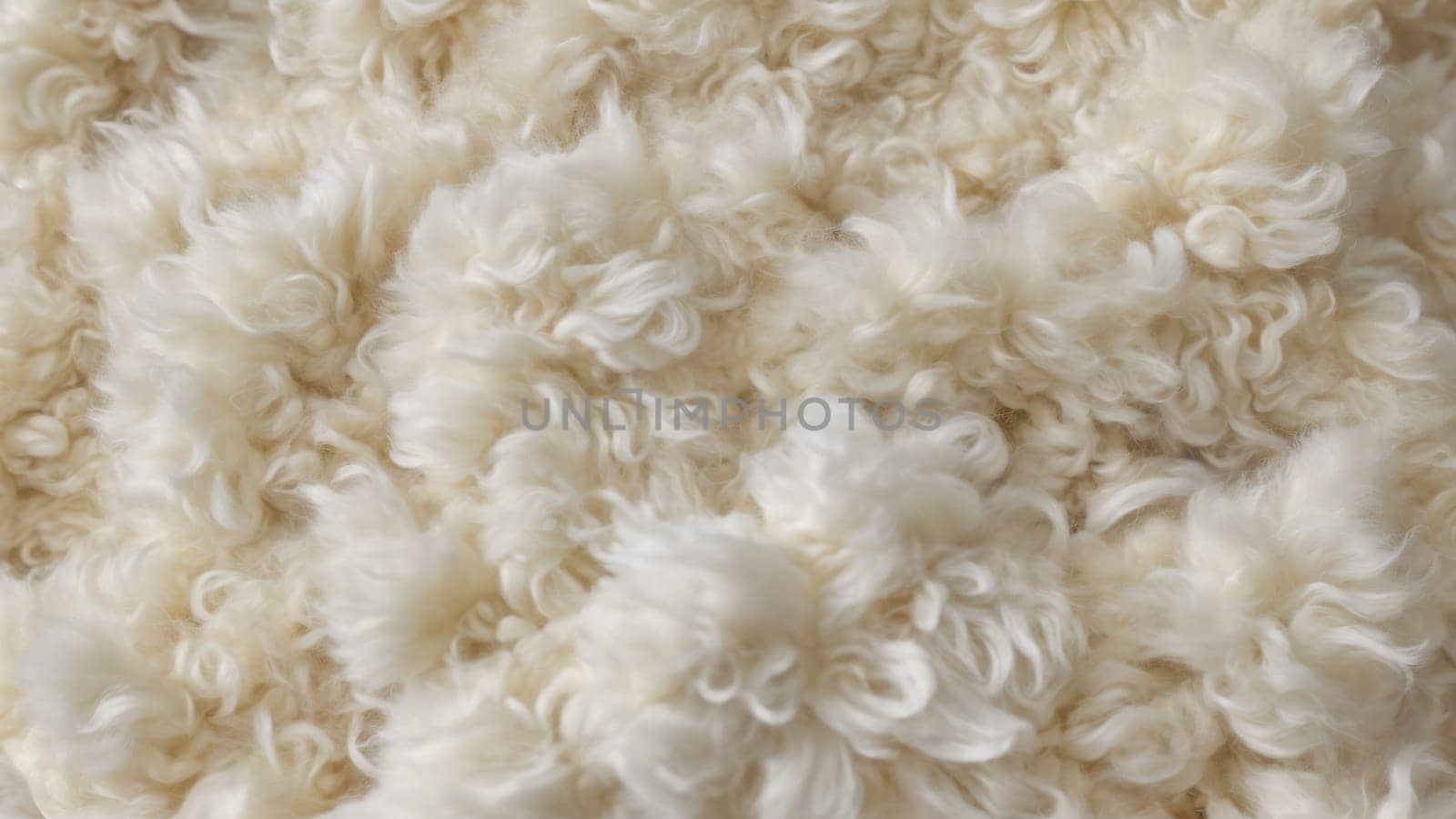A soft, fluffy mass of cream-colored wool fibers showcases the texture and warmth, perfect for crafting and home decor projects, inviting creativity and comfort into any space.