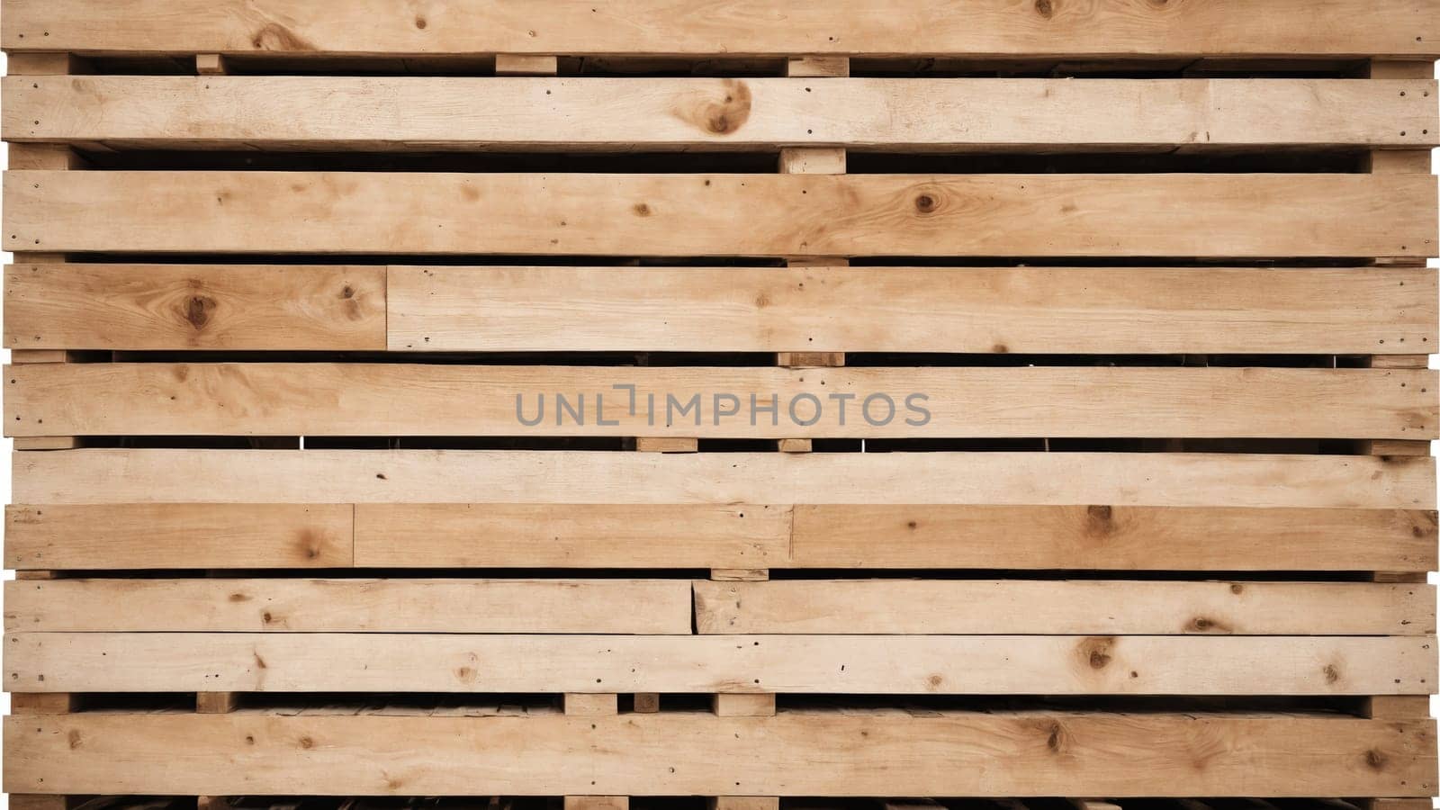 A collection of wooden pallets showcases their natural textures and colors, creating a rustic backdrop that adds warmth and charm to the indoor environment, perfect for creative projects.