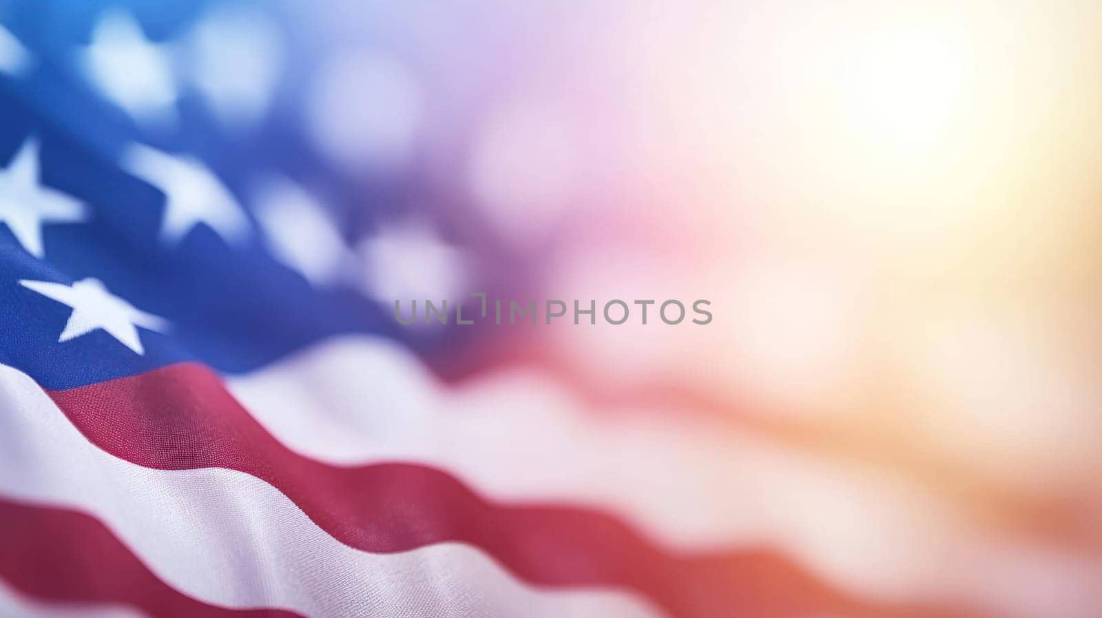 Waving American flag with vibrant colors and soft focus effect.