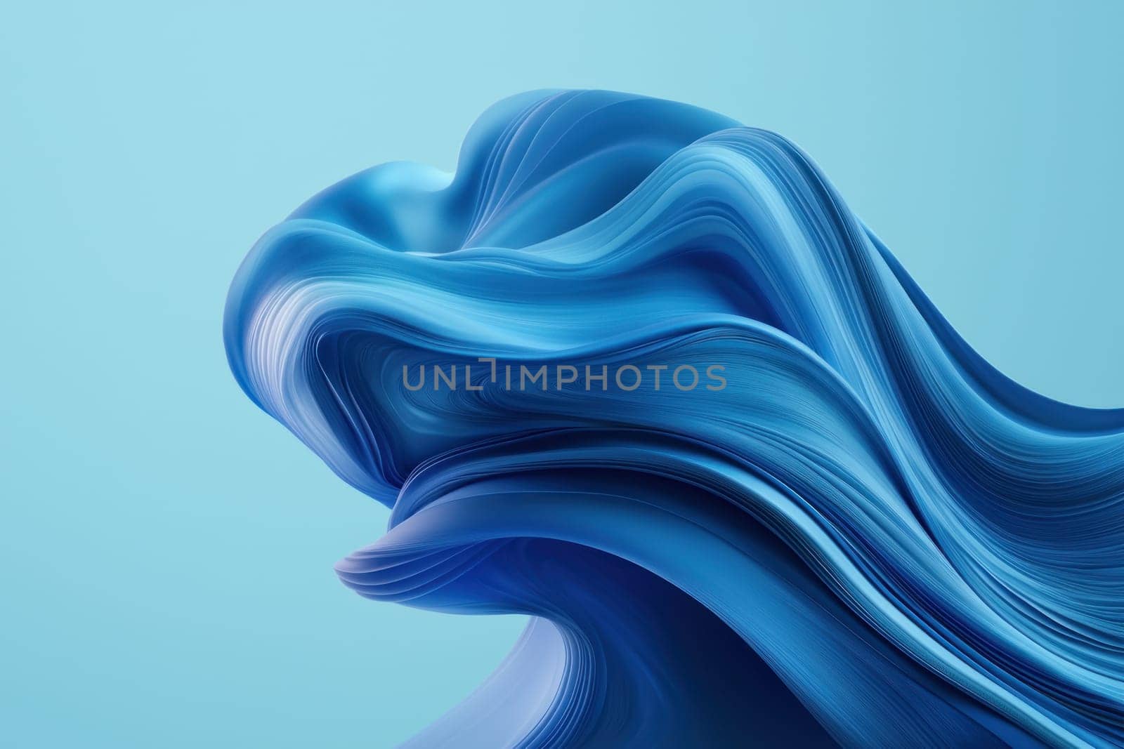 blue toned minimalist abstract design with sweeping curves evokes calmness.