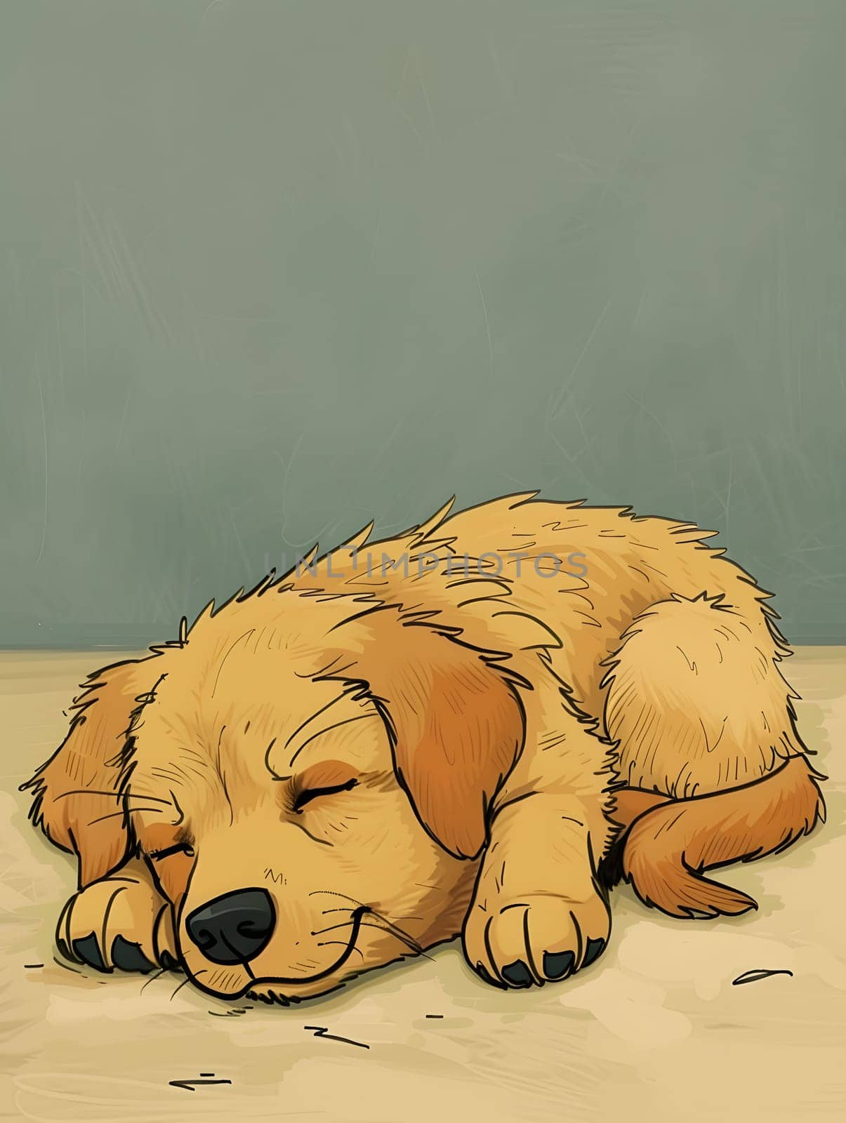 Cute cartoon illustration of a sleeping puppy, perfect for children's materials.