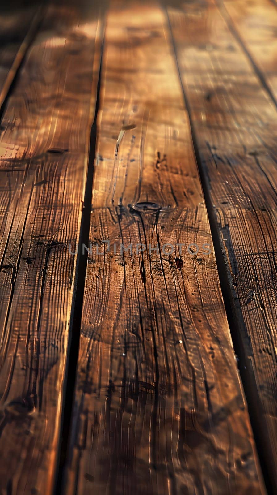 Closeup of weathered wooden planks showcasing natural texture under sunlight