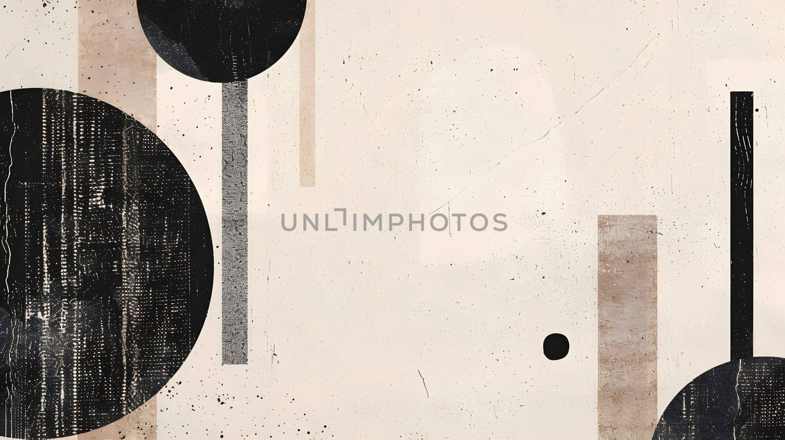 Modern abstract geometric shapes on a distressed textured white background
