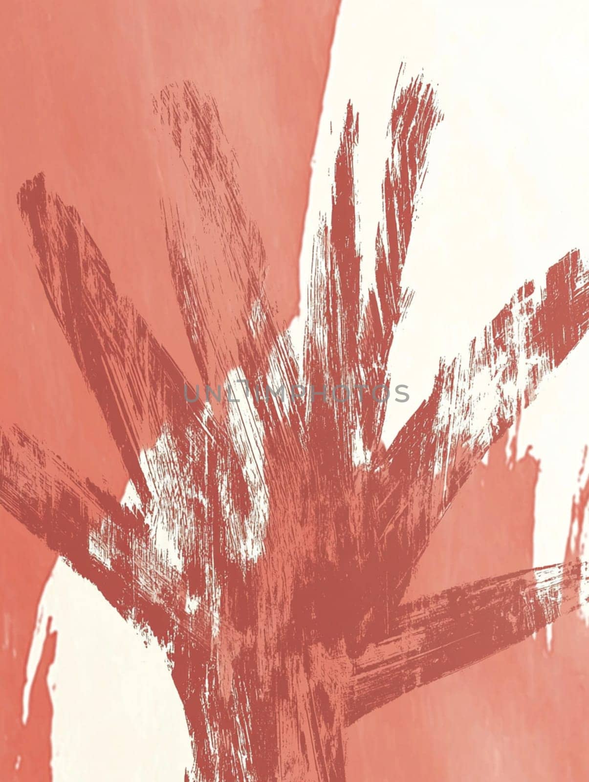 Abstract expressionist painting with brown and white acrylic paint, showing brush strokes and texture. Ideal for backgrounds and design projects