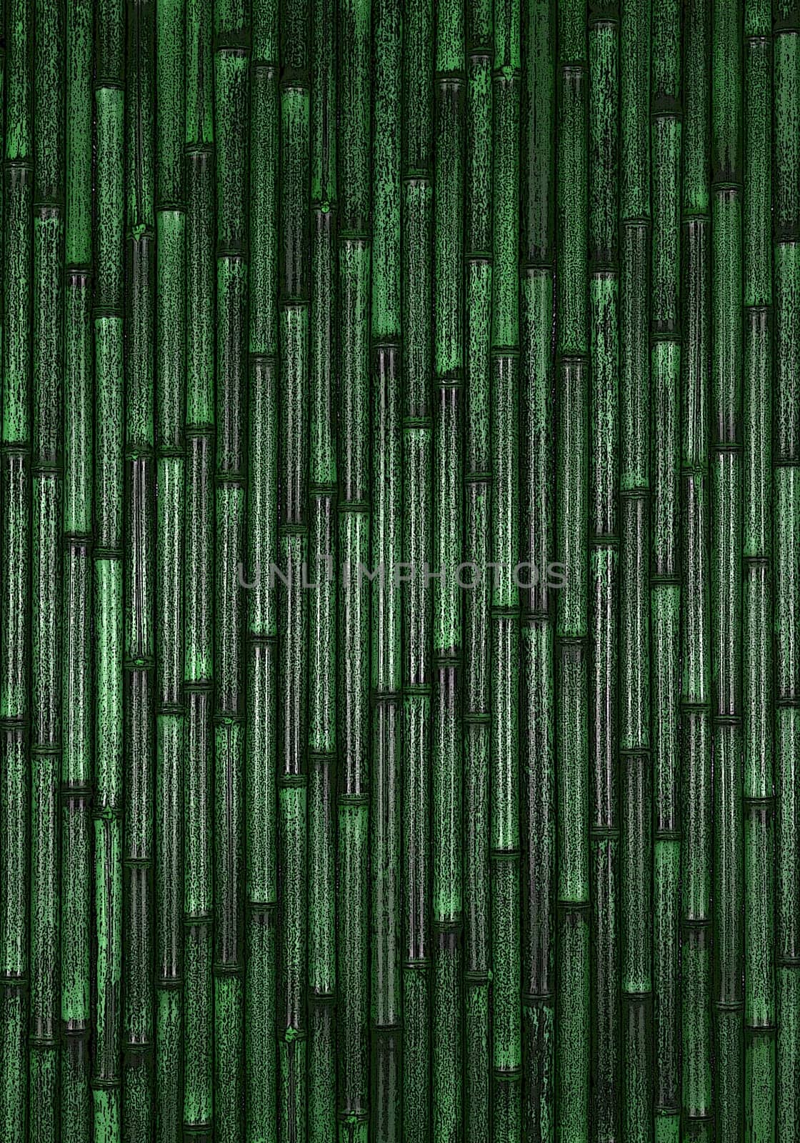 Vertical green dense bamboo wall close-up