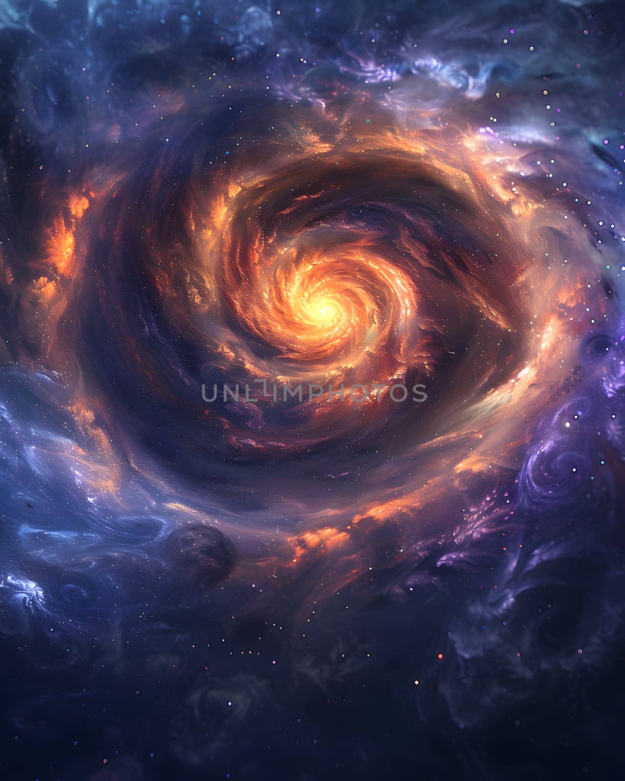 Swirling vortex nebula with vibrant colors and cosmic clouds, space backdrop