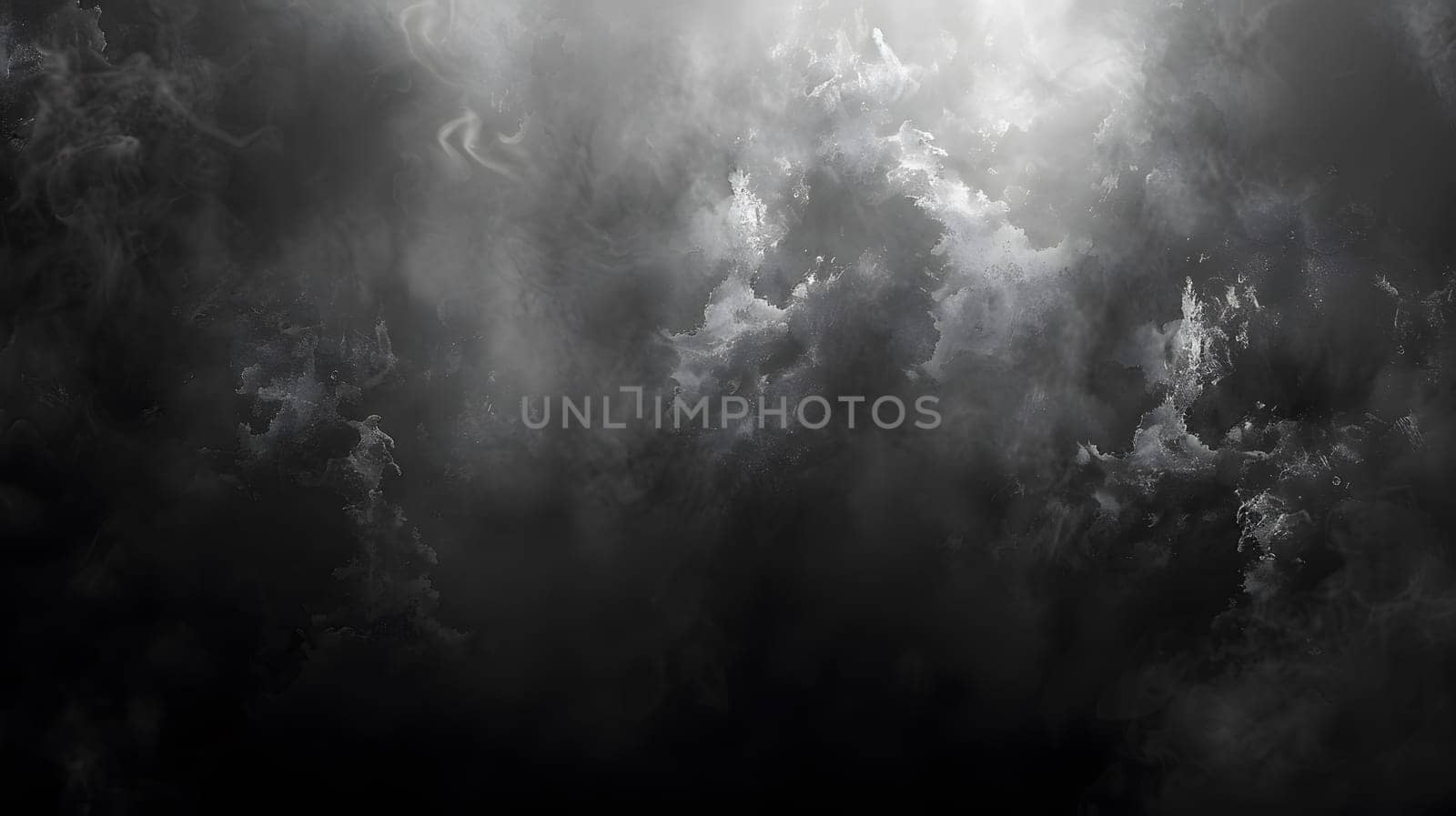 A monochromatic image capturing the atmosphere of a cloudy sky with the sun peeking through, creating a stunning contrast of light and shadow in the natural landscape