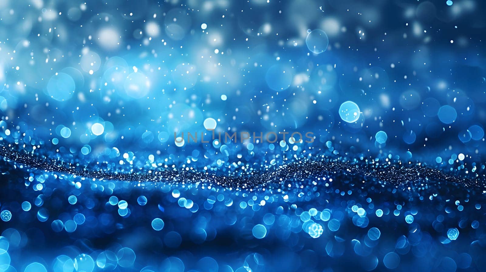 The liquid sky above appeared like a shimmering blue background with sparkles, resembling a fluid mix of water and moisture, with a hint of dew on the asphalt below