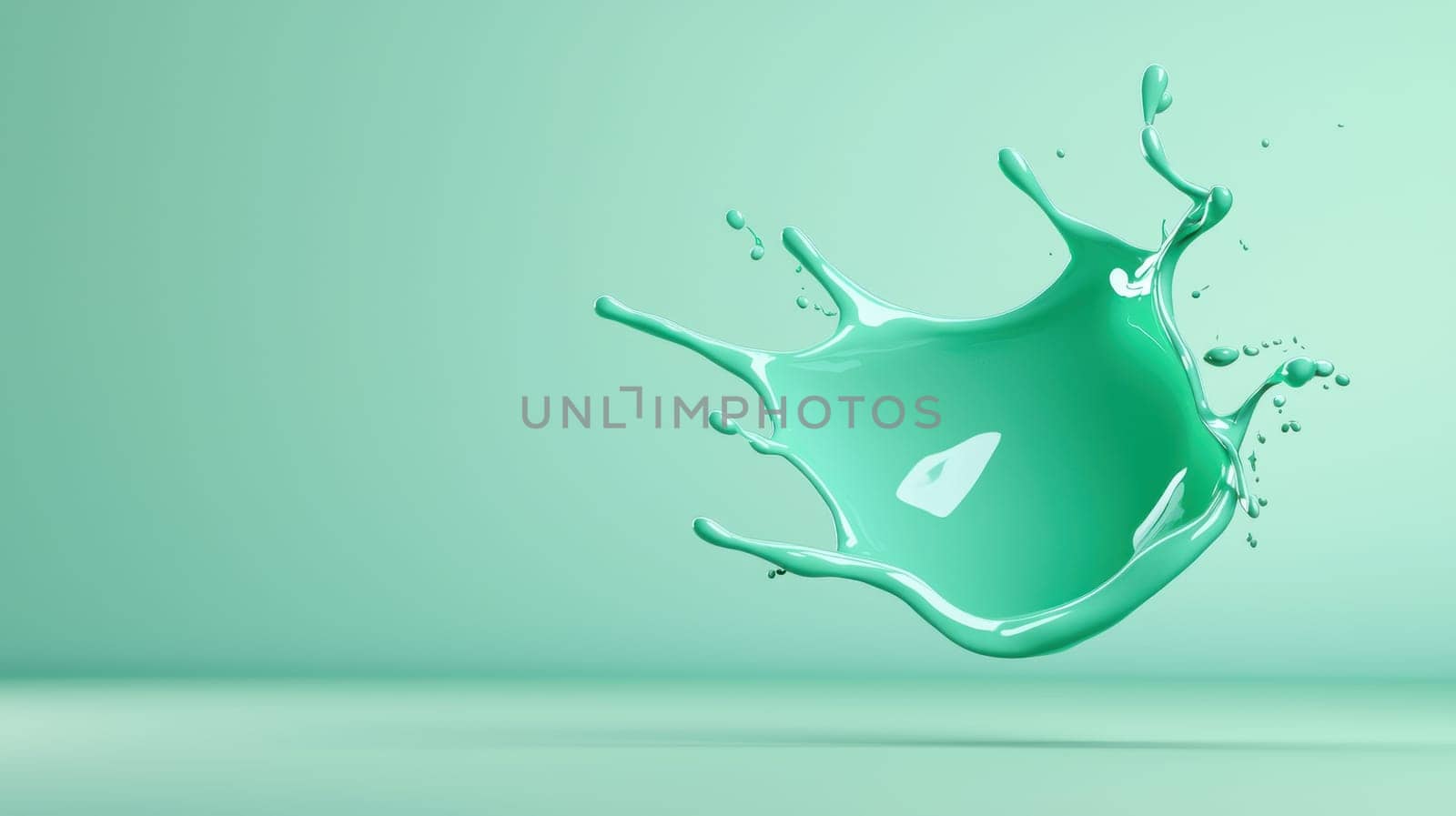 vibrant turquoise splash of liquid creates dynamic visual effect.