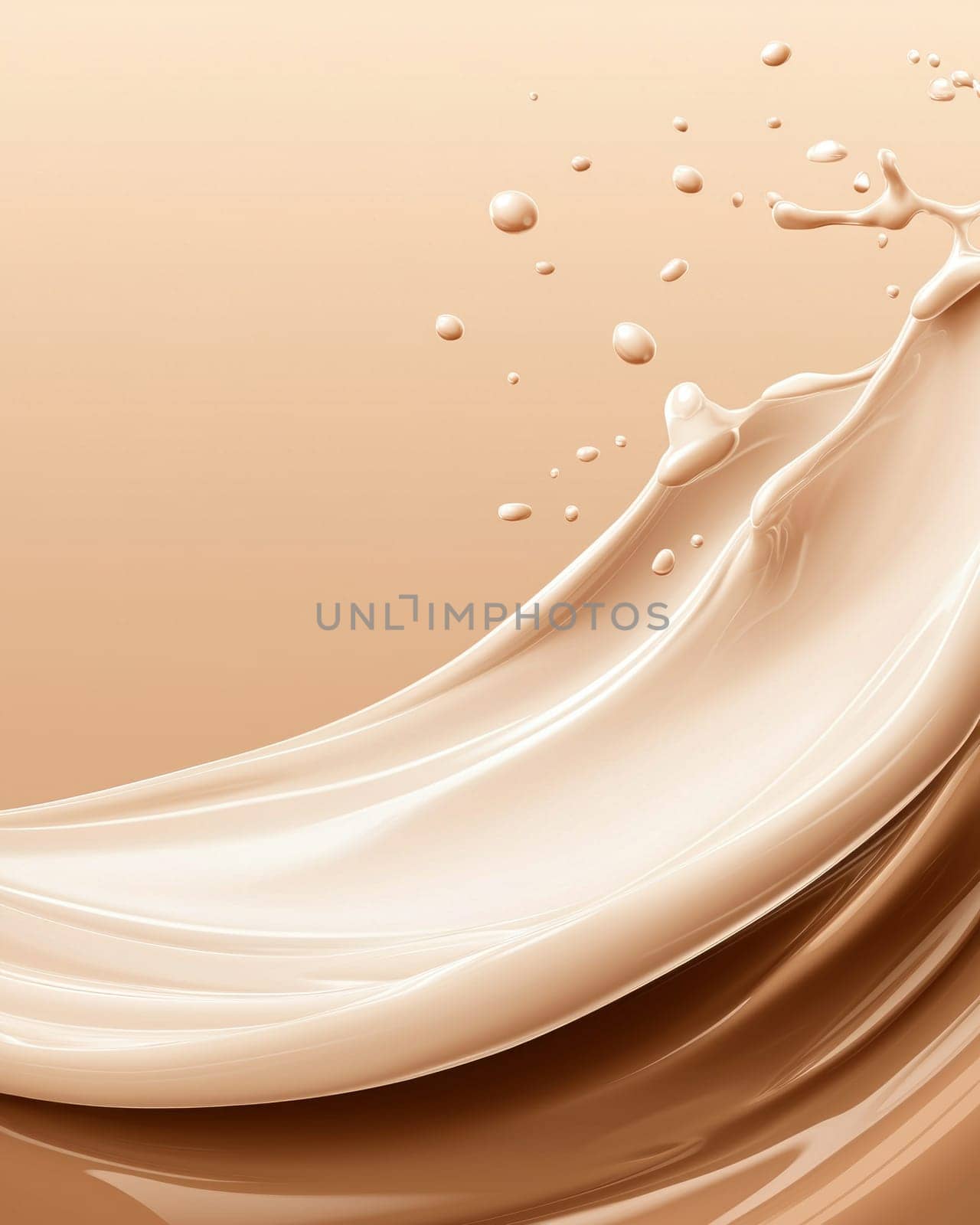 Creamy thick liquid splash with droplets in mid air, evoking sense of smoothness and richness.