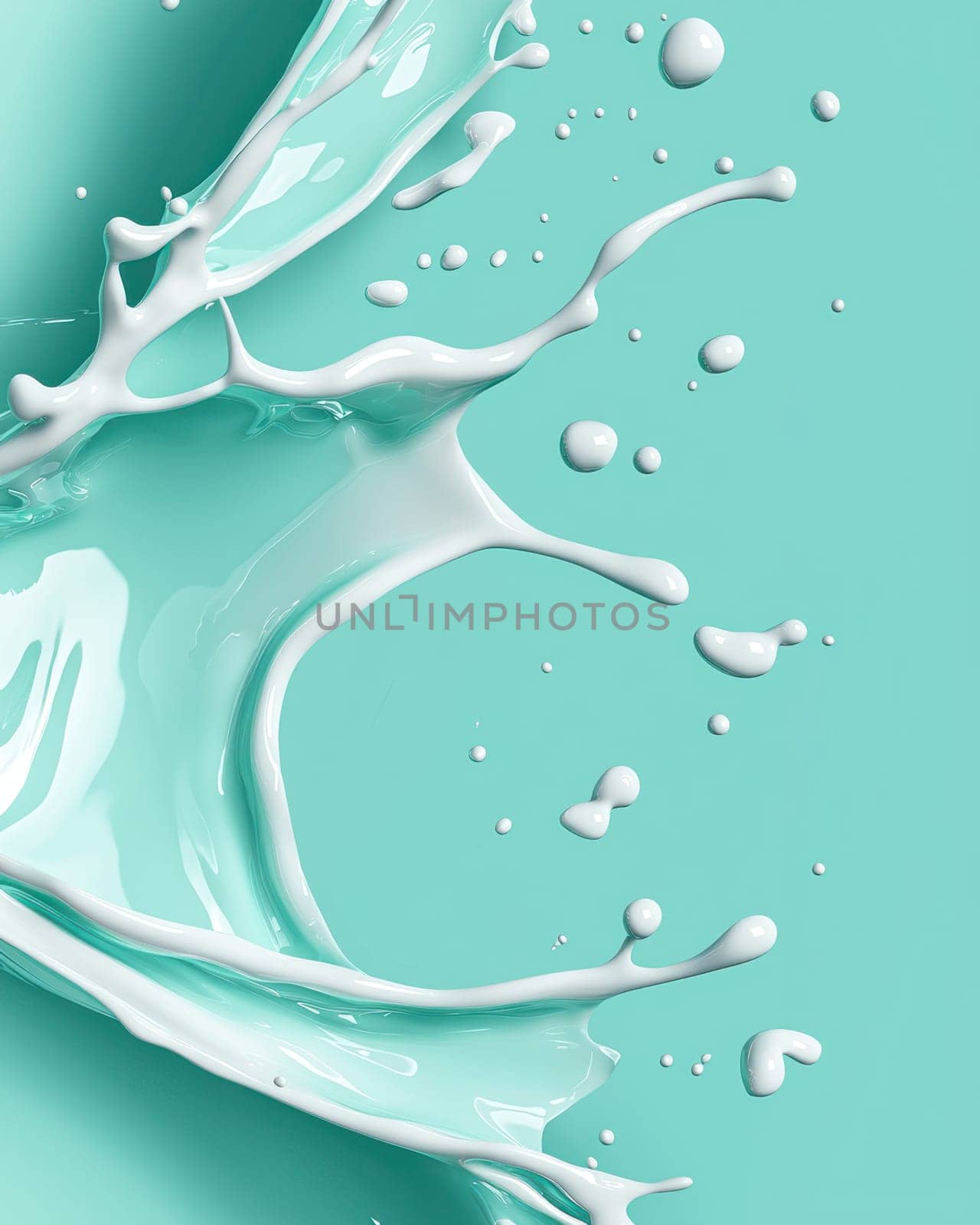 vibrant turquoise splash of liquid in motion creates dynamic visual effect.