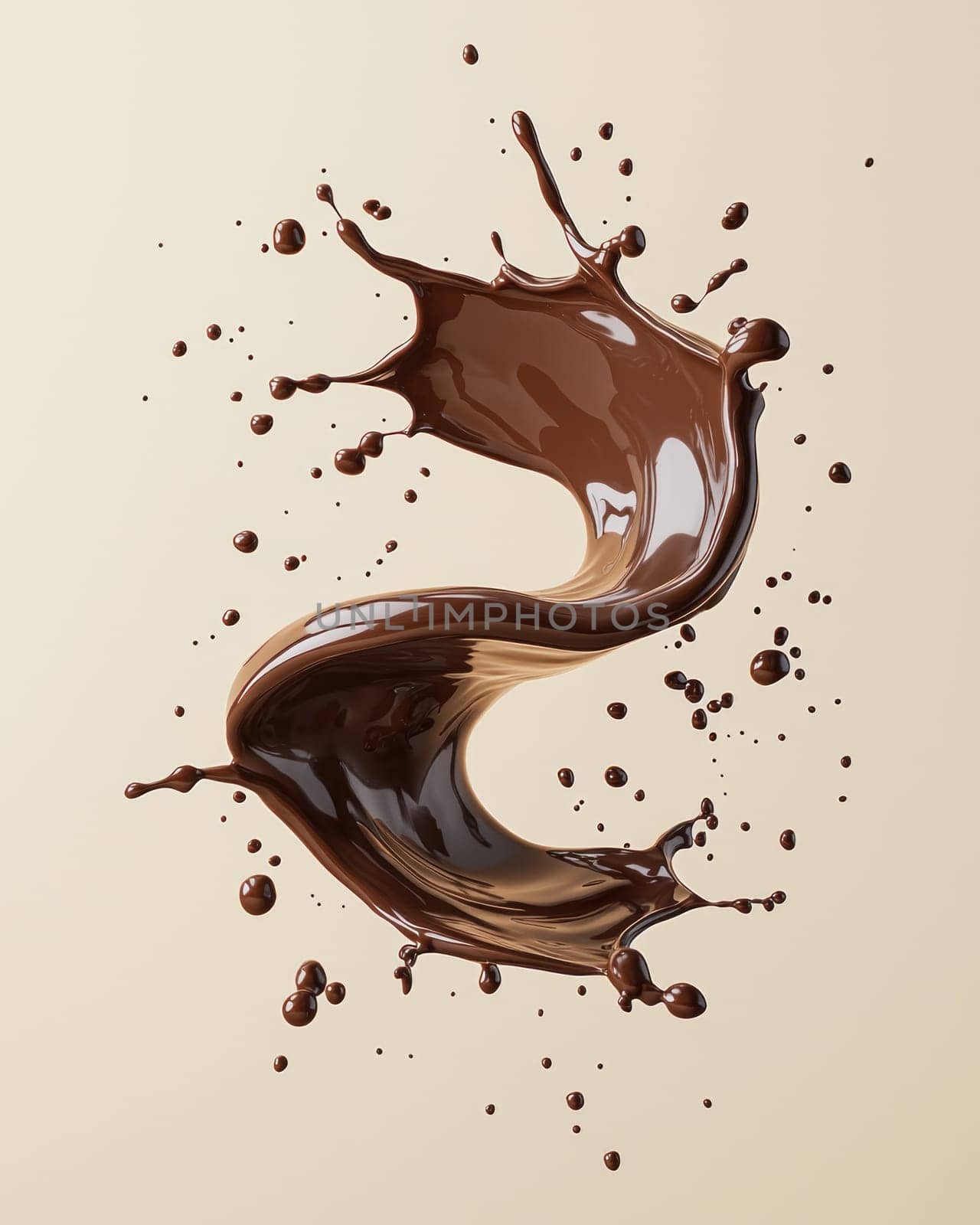 Creamy thick chocolate milk splash in mid air creates delightful scene.
