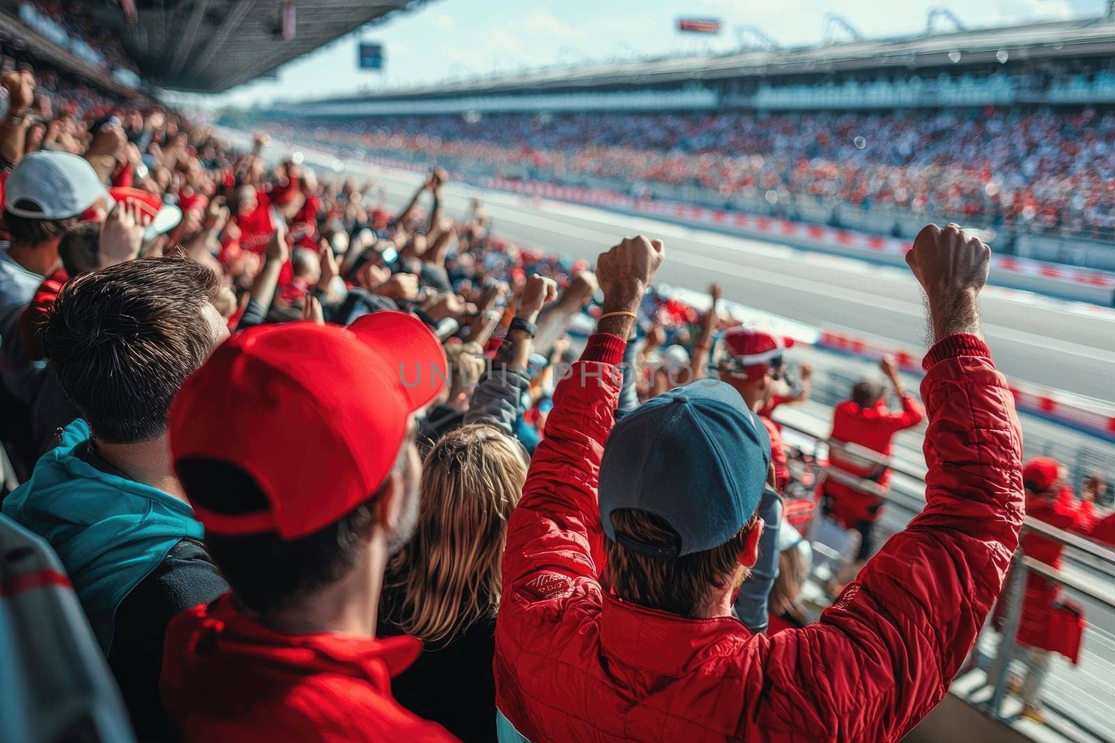 A vibrant crowd of enthusiastic spectators cheering passionately at a sports event, capturing the excitement and energy of the moment during a thrilling performance.