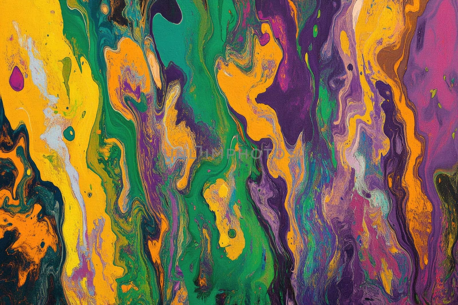 Vibrant and colorful abstract splash artwork perfect for Mardi Gras celebrations, enhancing any festive mood with its lively design and cheerful tones.