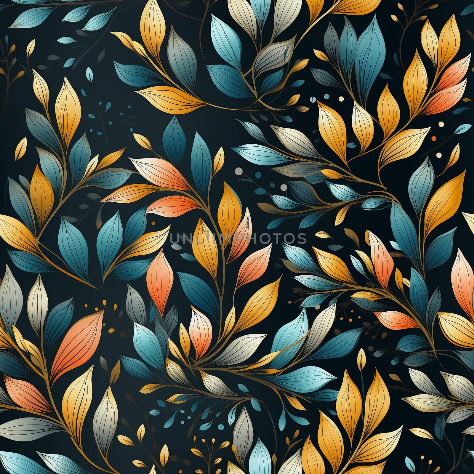 Seamless pattern tile background flowers and floral leaves plants. High quality photo