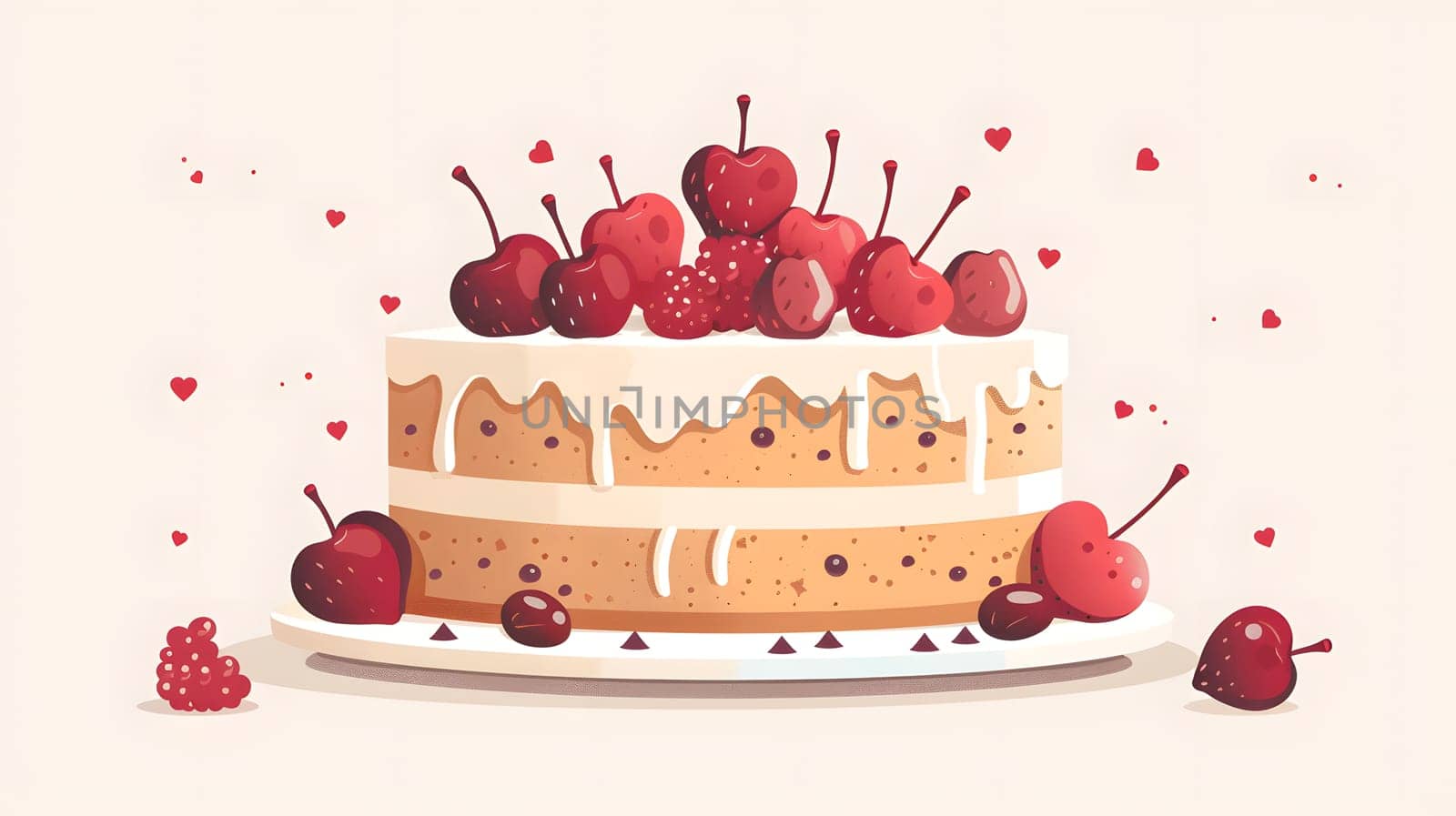 A rectangular baked good topped with cherries, a delightful dessert made with natural food ingredients. Perfect for sharing and enjoying as a sweet dish in any cuisine