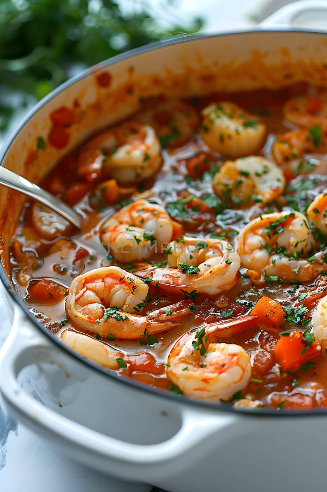 A delicious seafood stew made with shrimp, tomato sauce, and a variety of ingredients. This flavorful dish is a perfect choice for any seafood lover