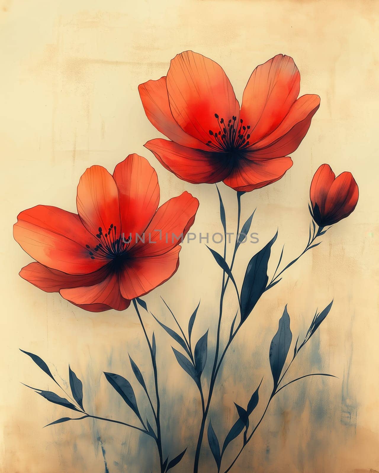 Vintage airy flowers on light background. Selective focus.