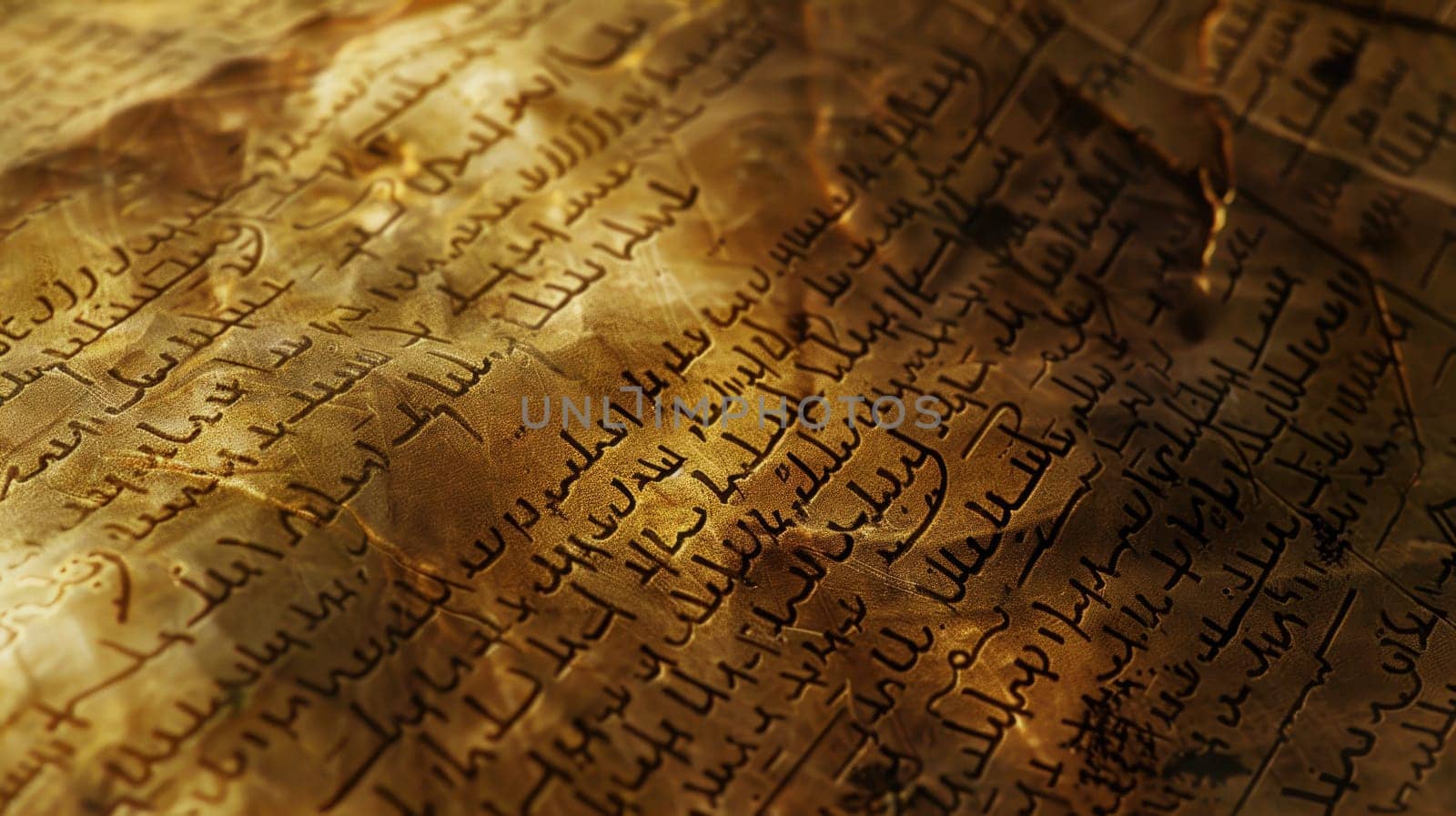 Old manuscript parchment Hebrew text ancient biblical scroll prophets Generative AI Illustration.
