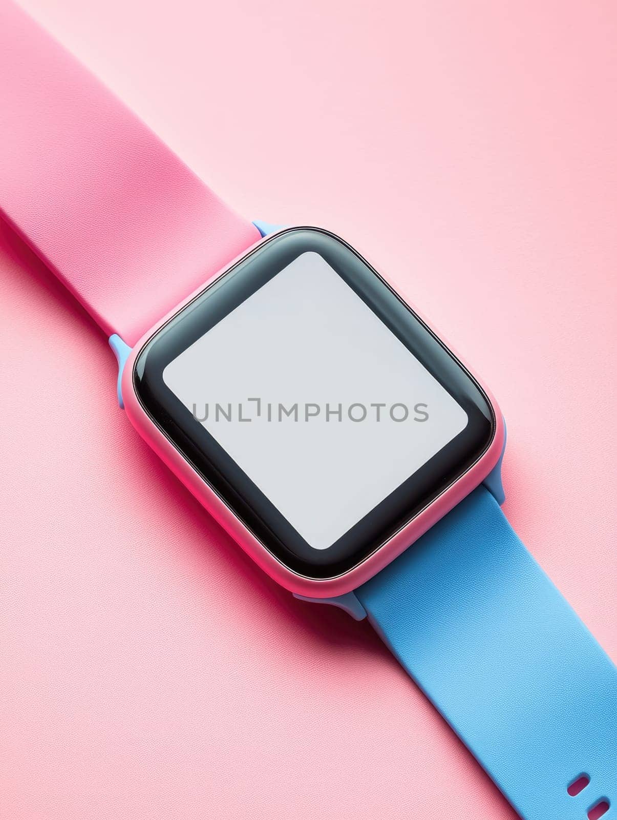 Modern smartwatch with blank screen on colorful background for technology concept and design inspiration.