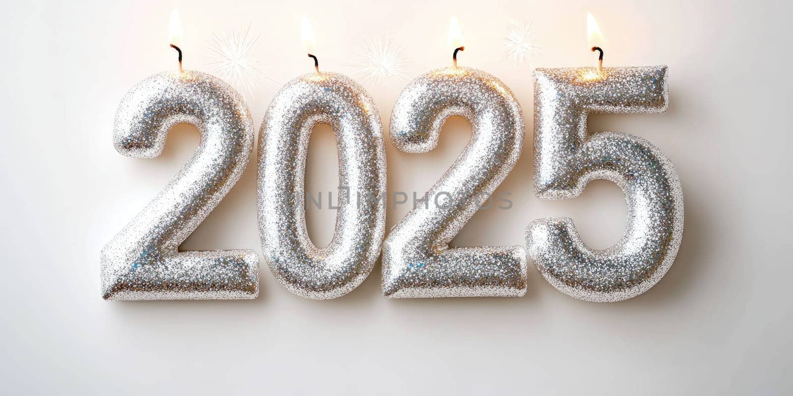 Sparkling New Year celebration with number candles for holiday festivities.