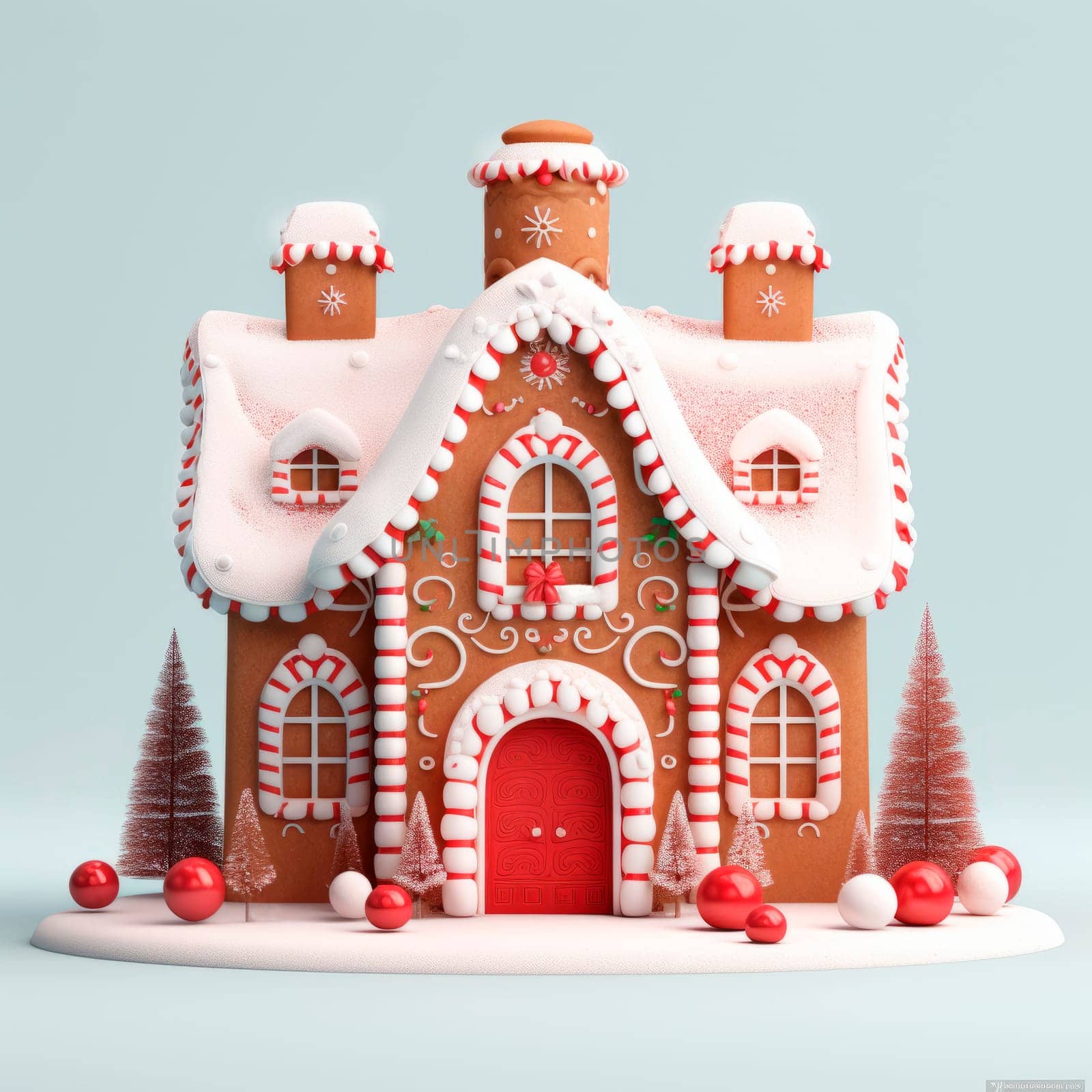 A beautiful gingerbread house on a delicate light background by Spirina