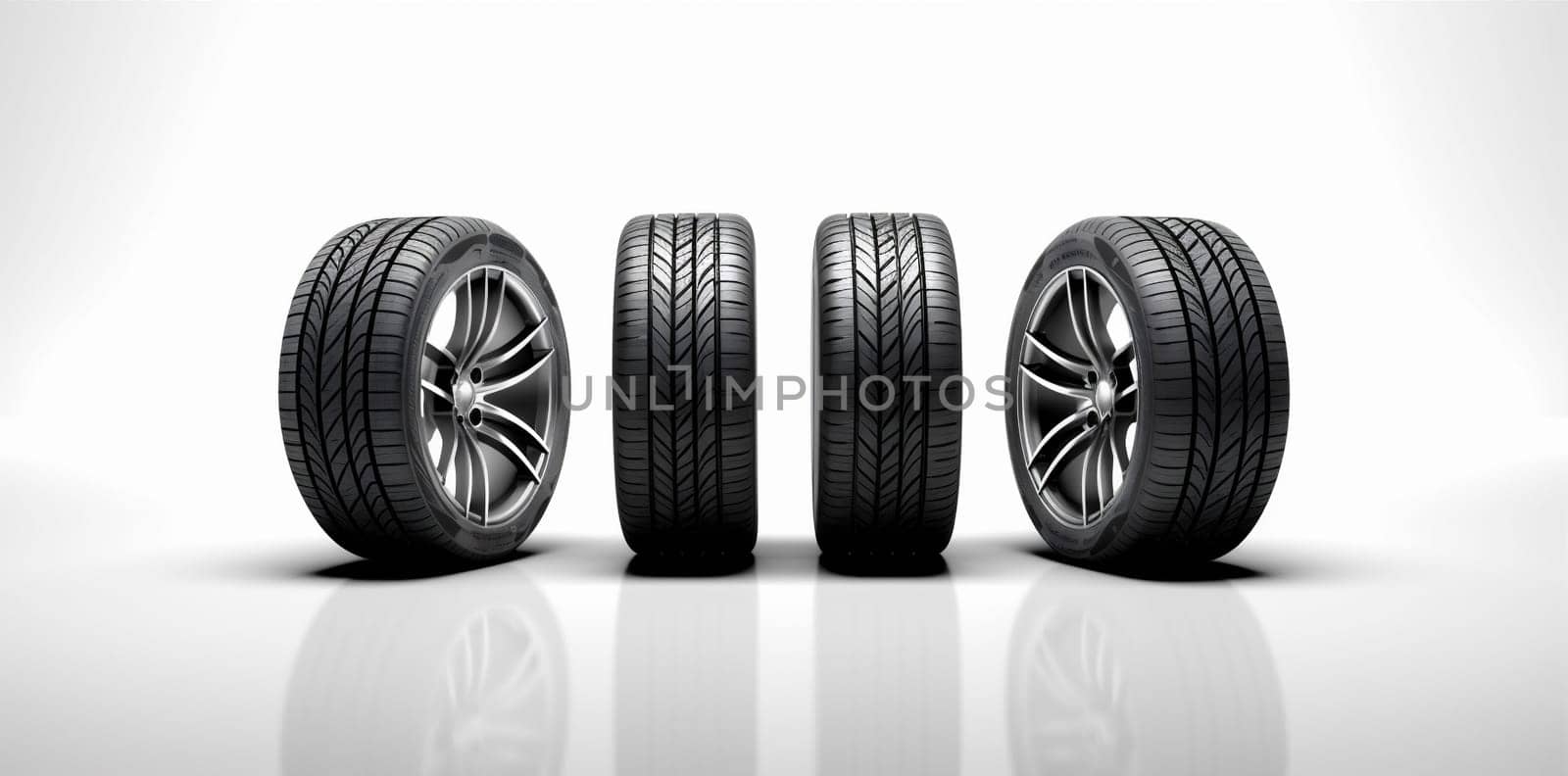 black transportation car automobile track set auto rubber isolated closeup wheel automotive object background new service profile speed space tire tyre copy. Generative AI.