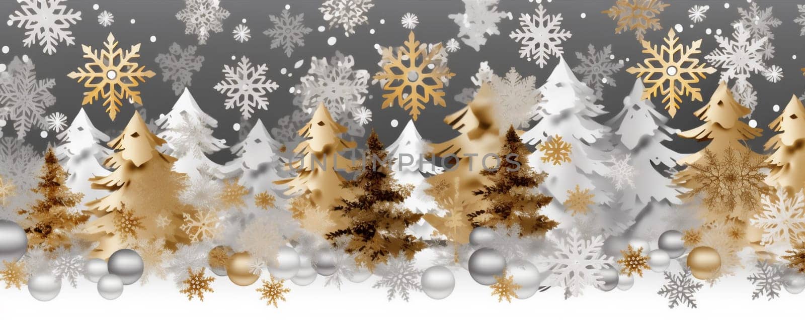 gold winter abstract background white christmas decoration holiday snowflake snow shiny. Generative AI. by Vichizh