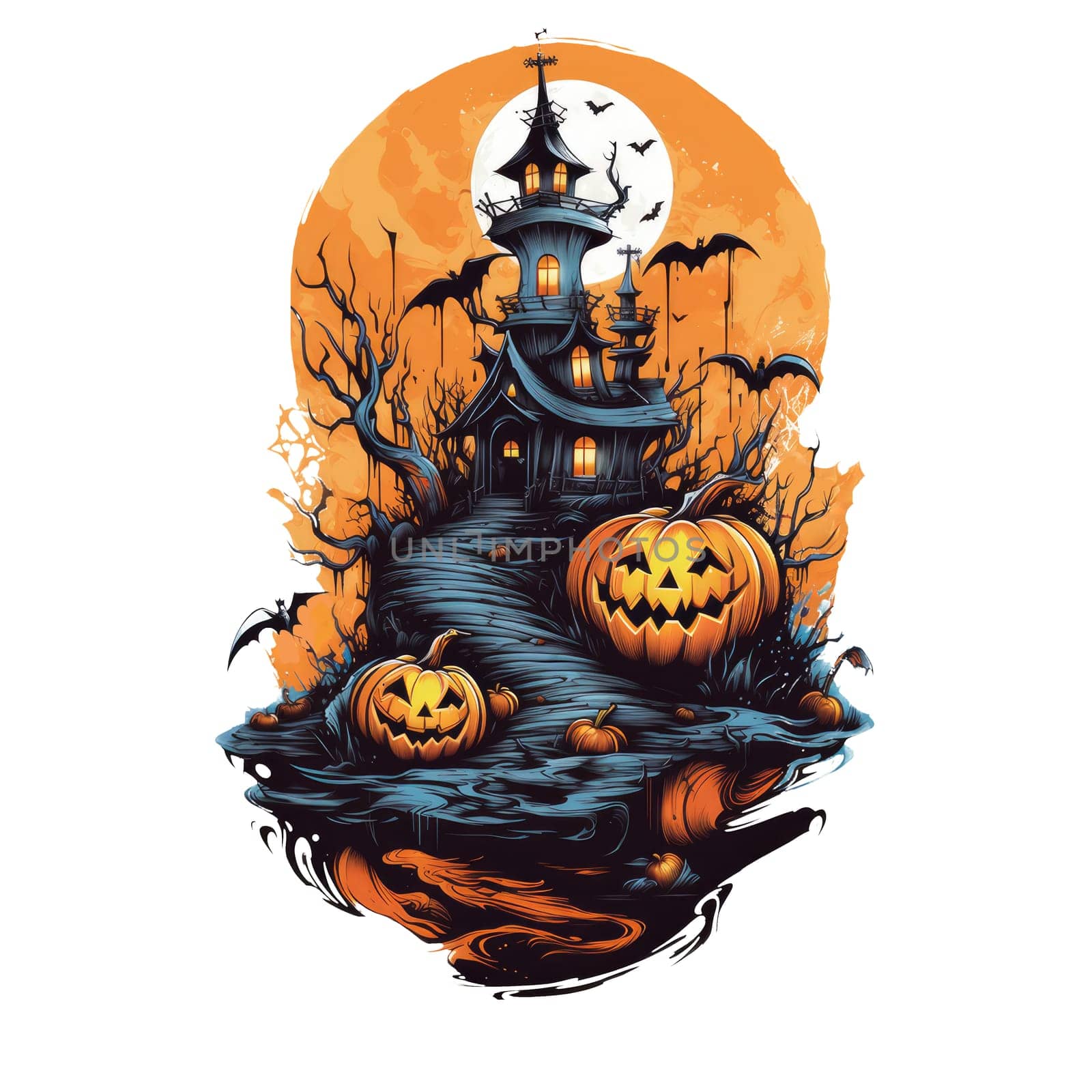 T-shirt or poster design with illustration on Halloween theme on white by natali_brill