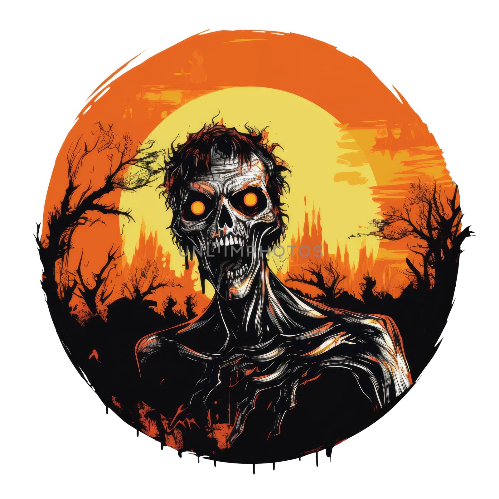 T-shirt or poster design with zombie Halloween theme on white by natali_brill