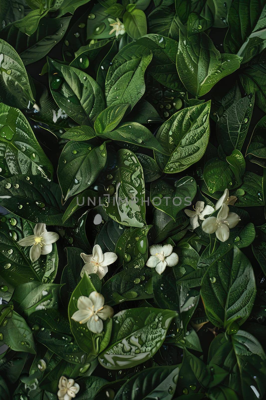 Wet leaves background texture. Selective focus. Nature,