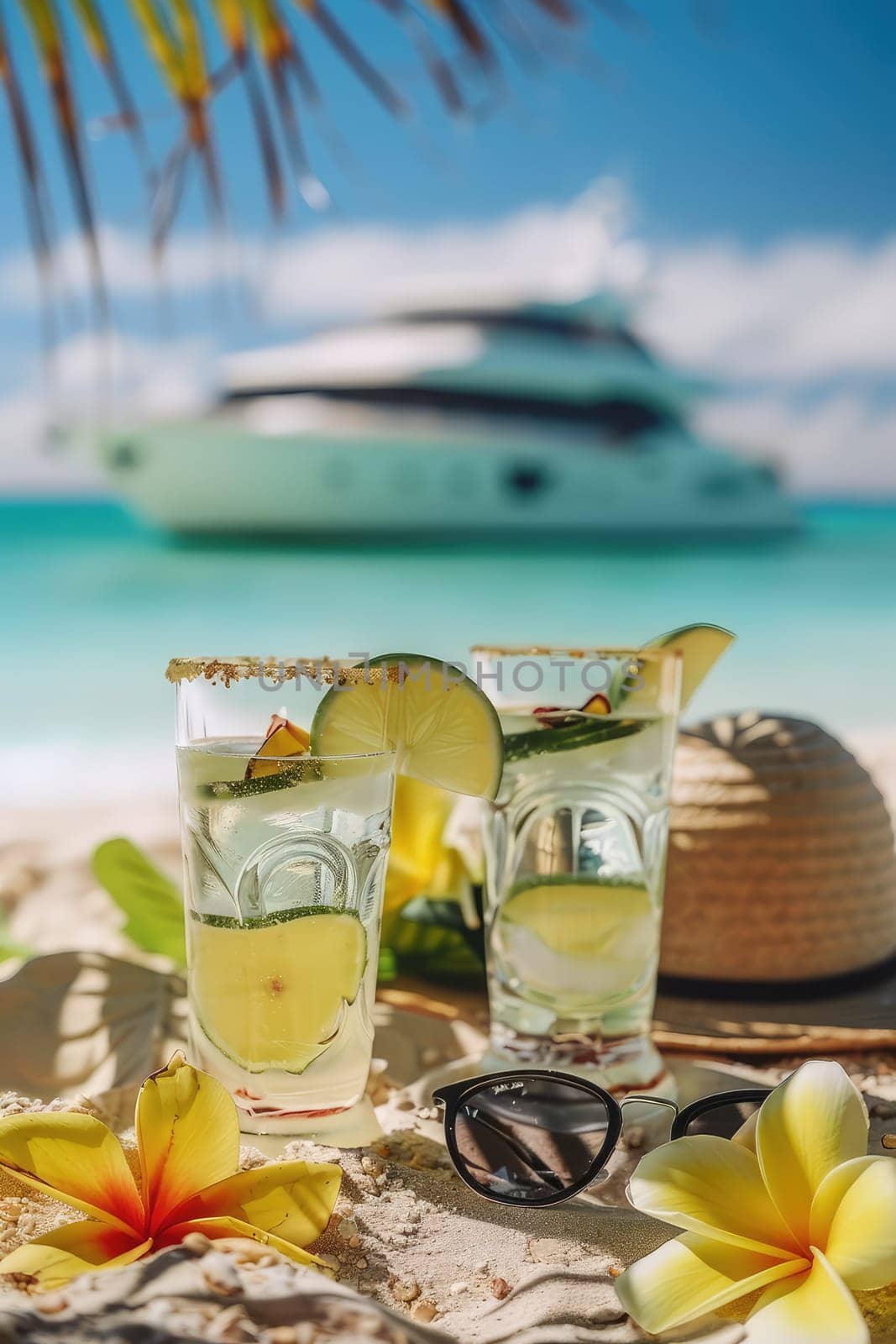 Beautiful exotic cocktails on the beach. Selective focus. drinks.