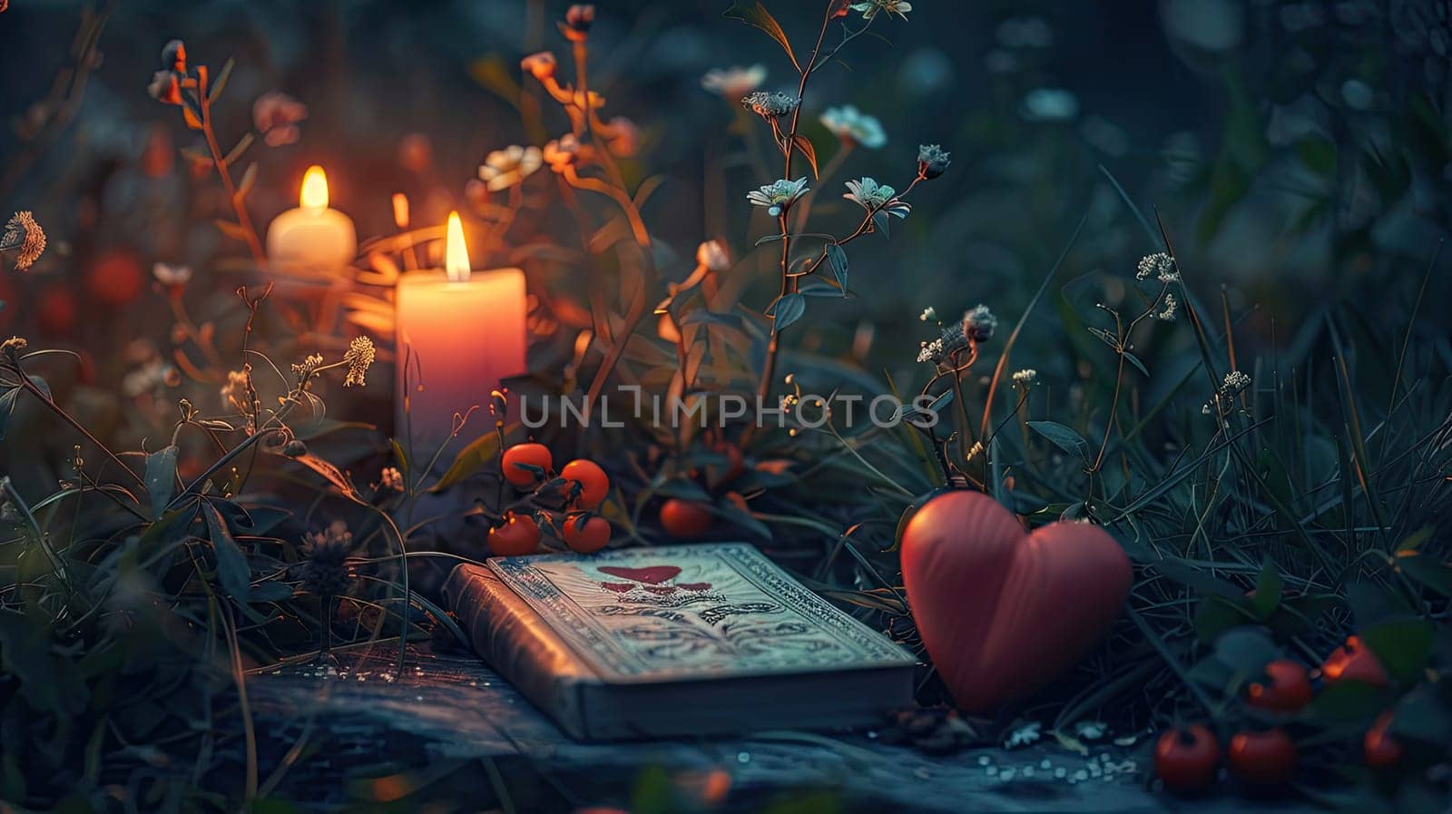 Candles and fortune telling magic in the forest. Selective focus. nature.