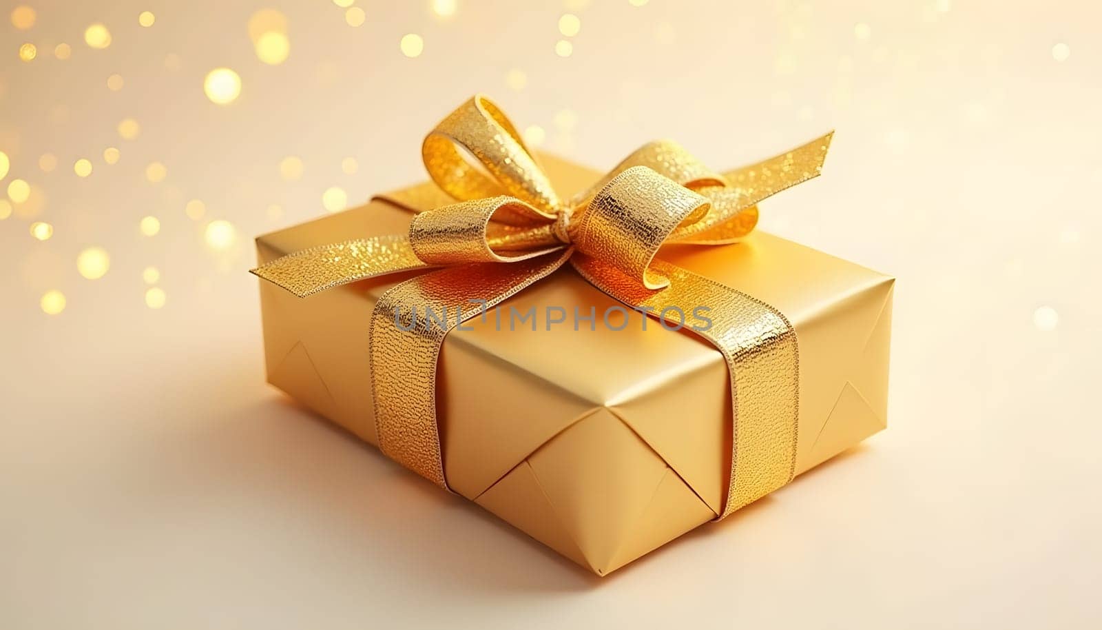 A beautifully wrapped Christmas gift with a shiny bow, fully isolated on a simple background to draw attention to the details. Perfect for holiday themes and festive presentations