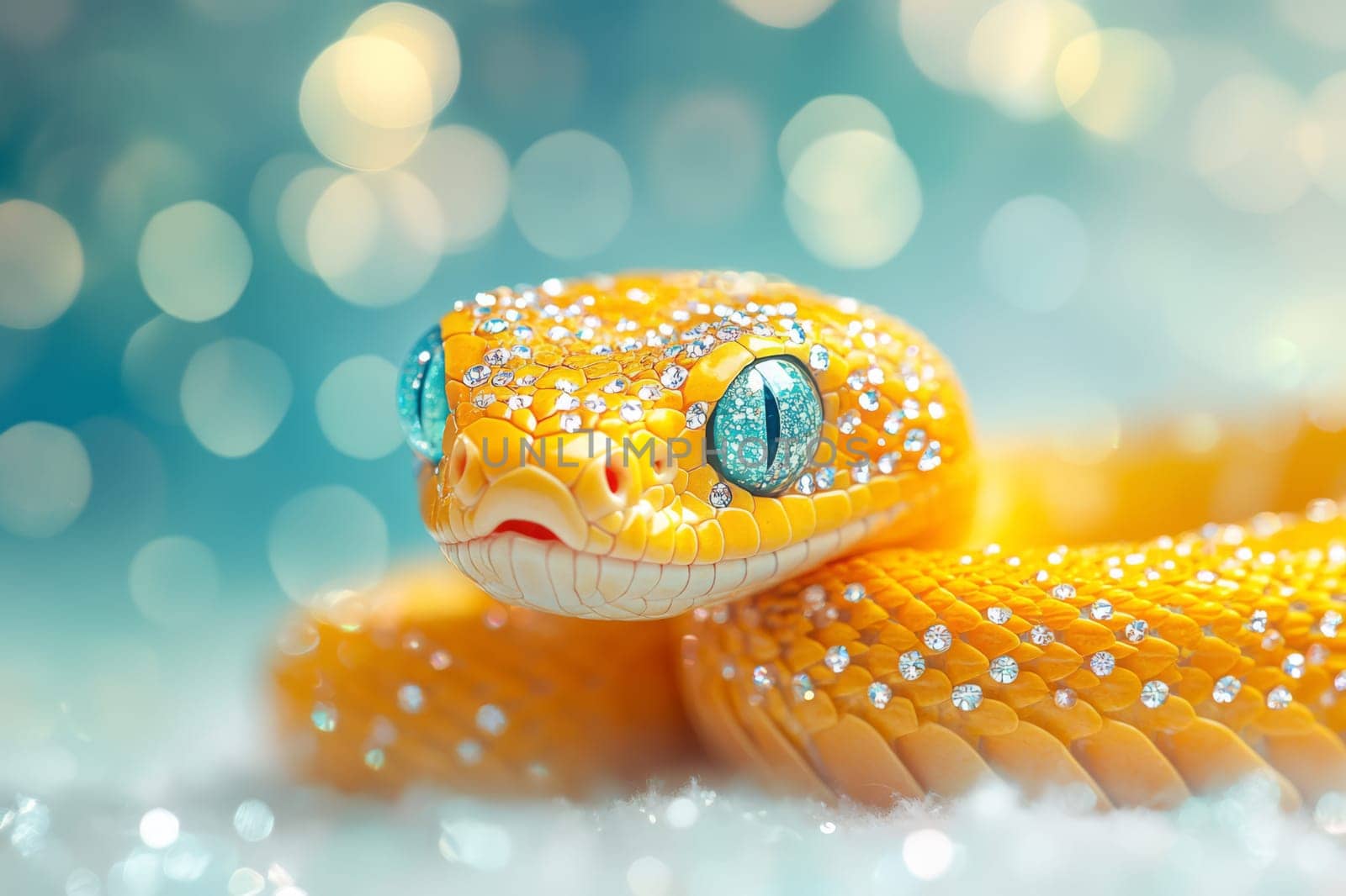 Yellow Snake head with rhinestones and diamonds