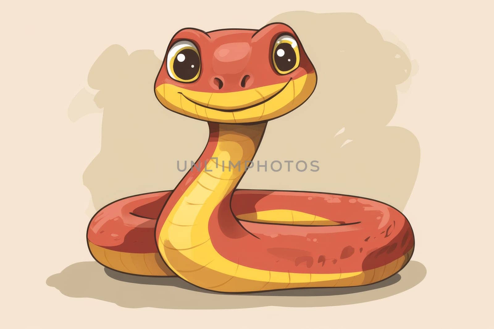 Illustration of a orange snake on a light background snake