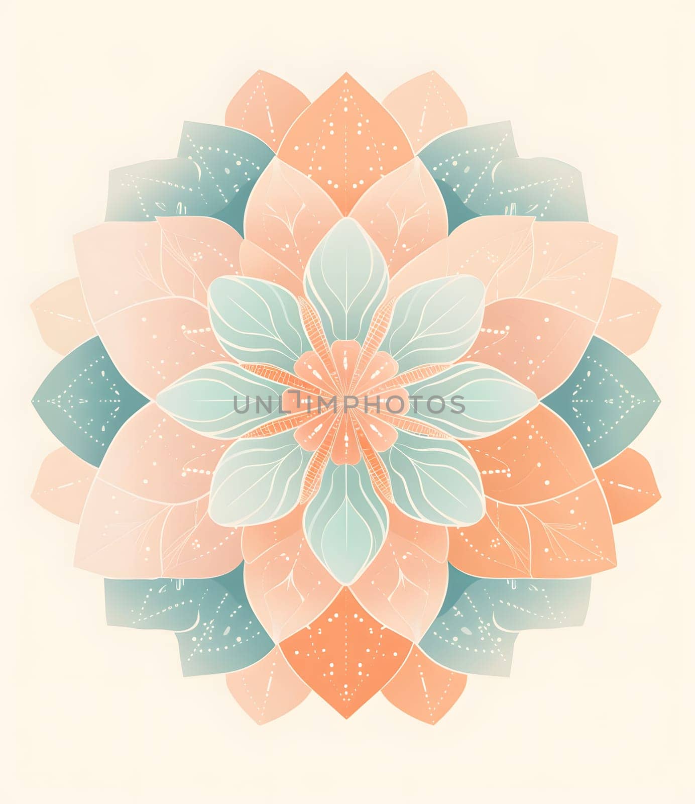 Stunning abstract mandala with delicate floral patterns in pastel colors