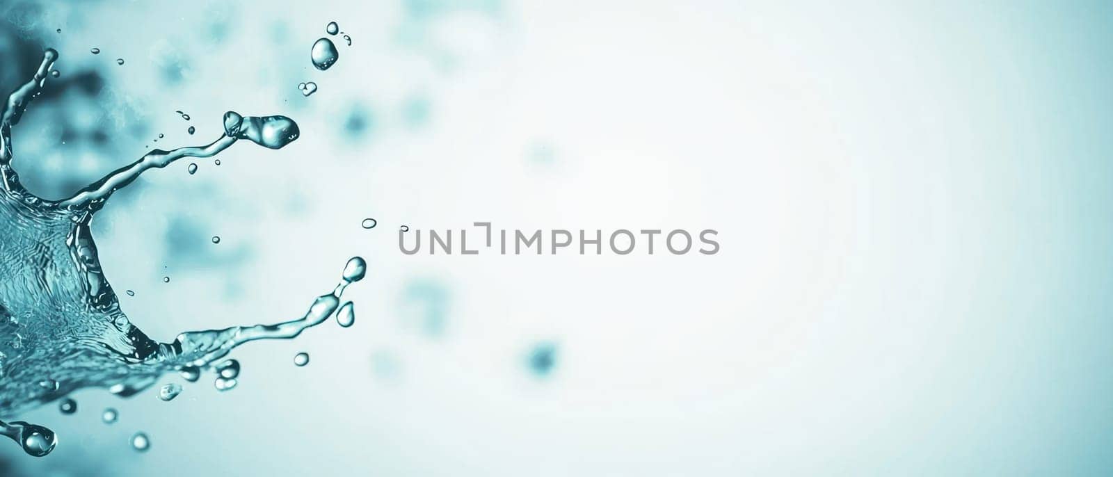 smooth blue water splash creates fine fluid details, evoking tranquility.