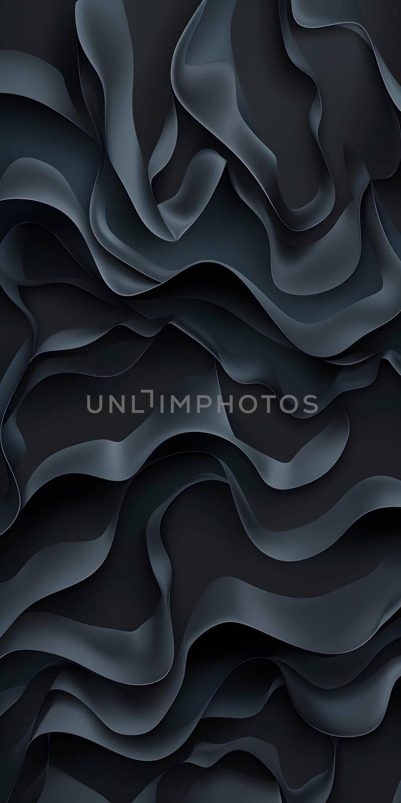 The abstract design features black wavy layers creating a dynamic and elegant background