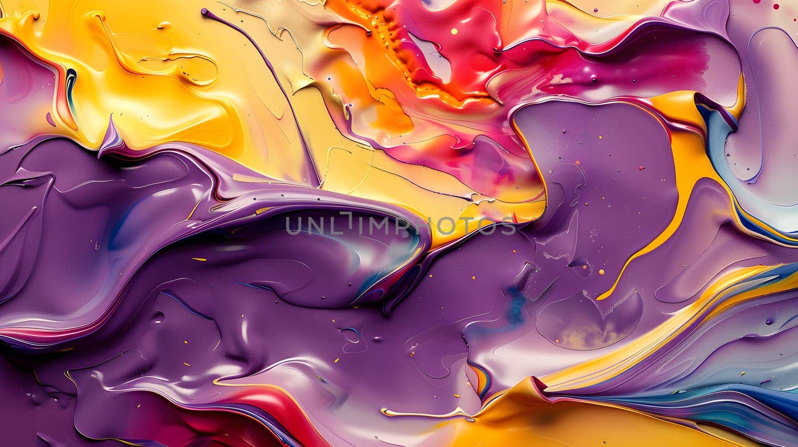 An energetic mixture of colors in an abstract paint texture with swirling patterns